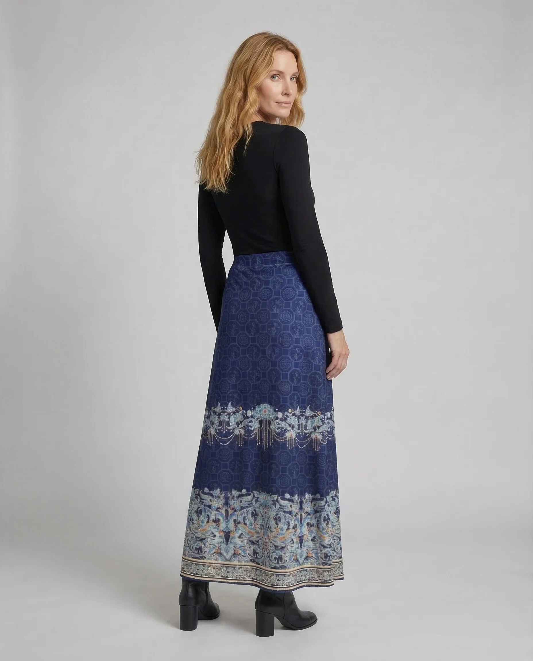 Damen Maxirock Print Bordüre - Image 4