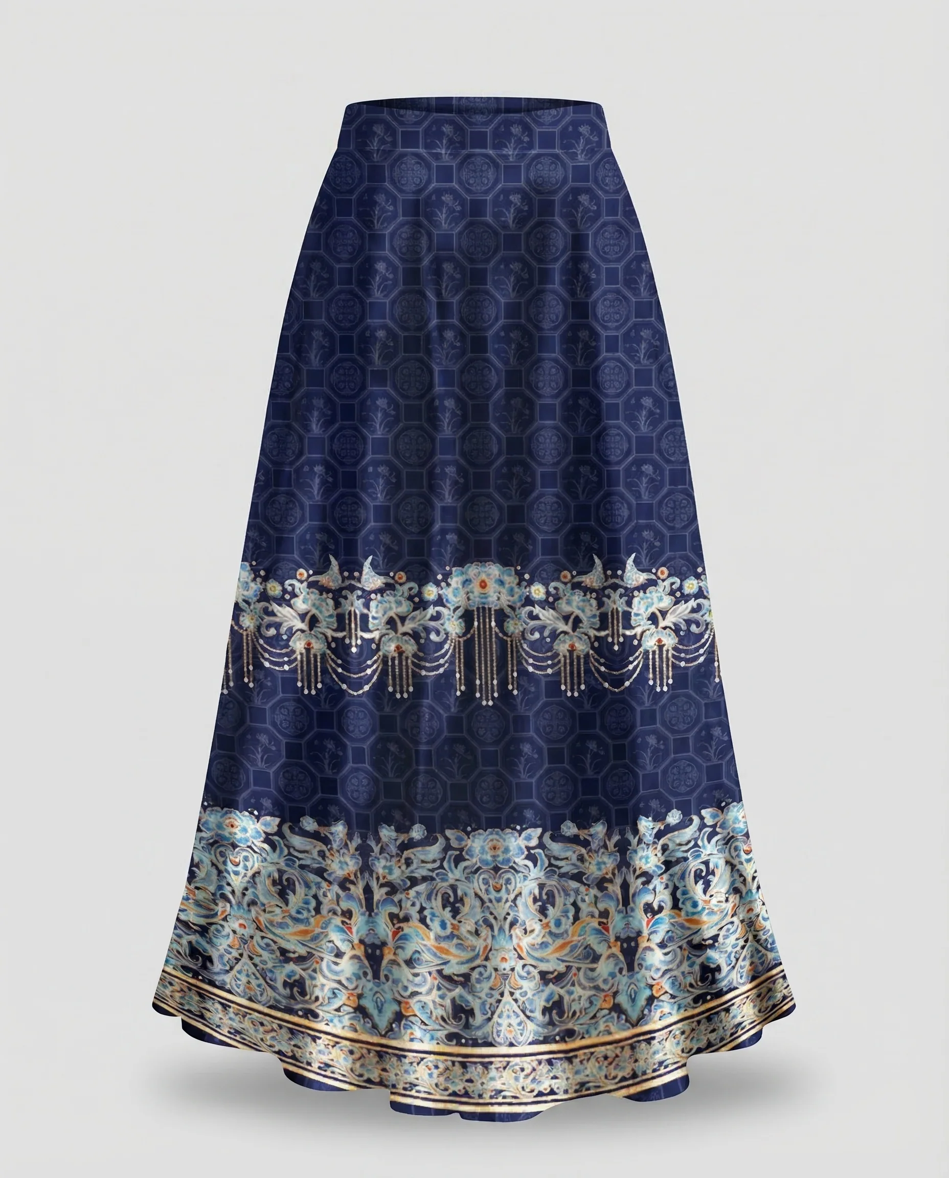 Damen Maxirock Print Bordüre - Image 5