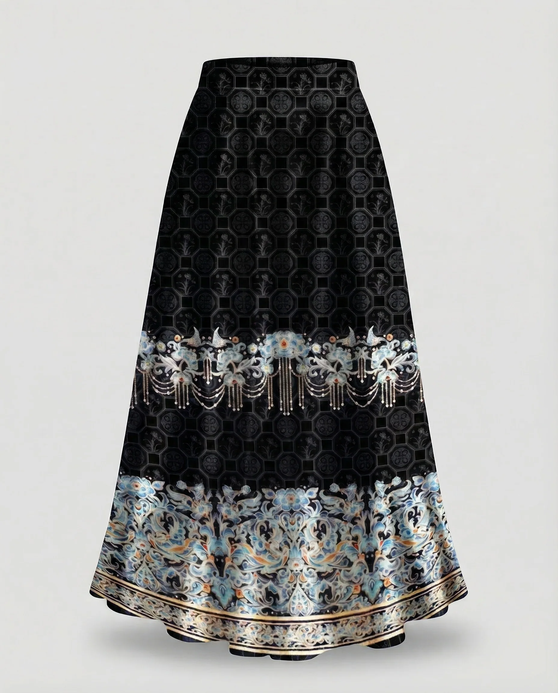 Damen Maxirock Print Bordüre - Image 6