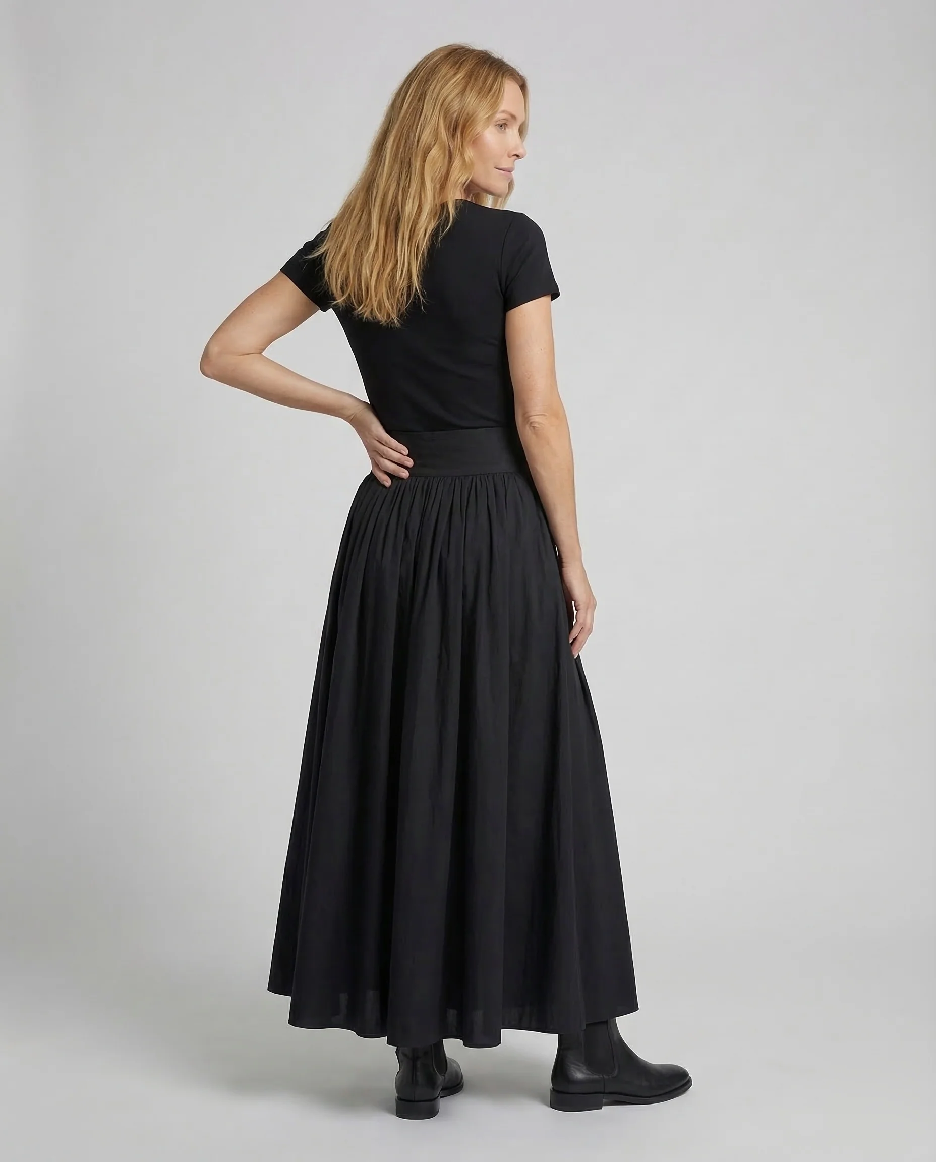 Damen Tellerrock Maxi Falten - Image 4