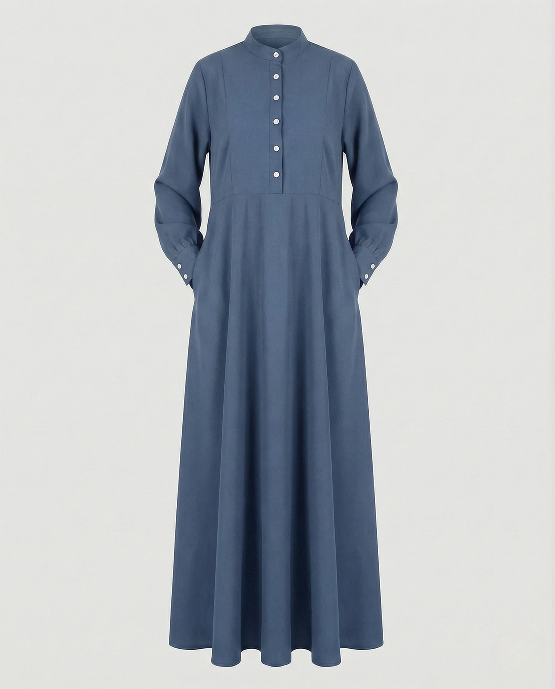 Damen Bodenlanges A-Linienkleid mit Stehkragen - Image 7