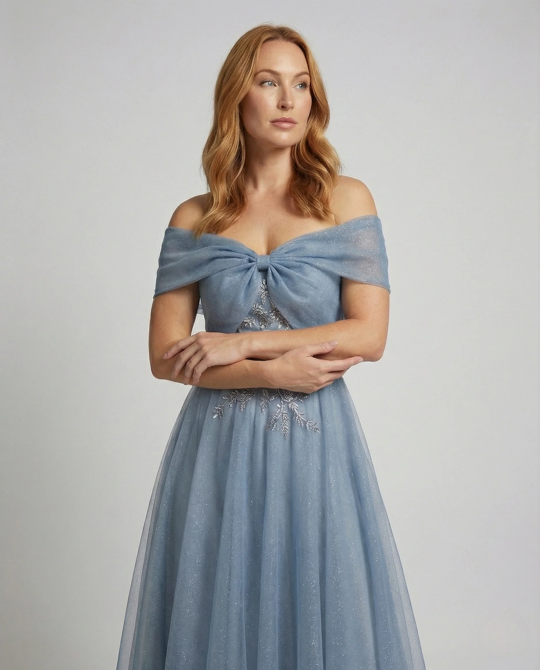 Damen Bodenlanges Carmen Abendkleid mit Spitze - Image 2