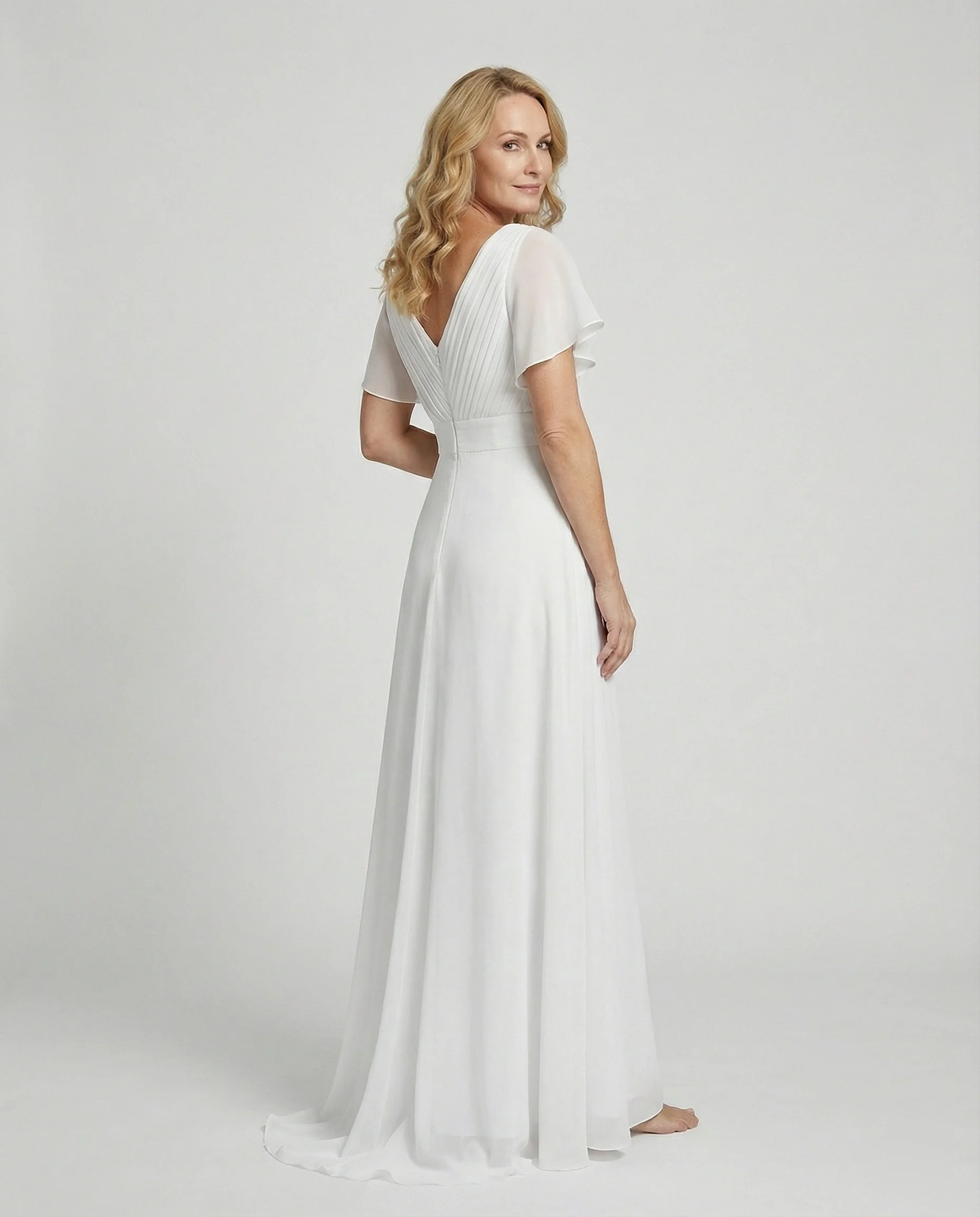 Damen Maxikleid Chiffon elegant plissiert - Image 2