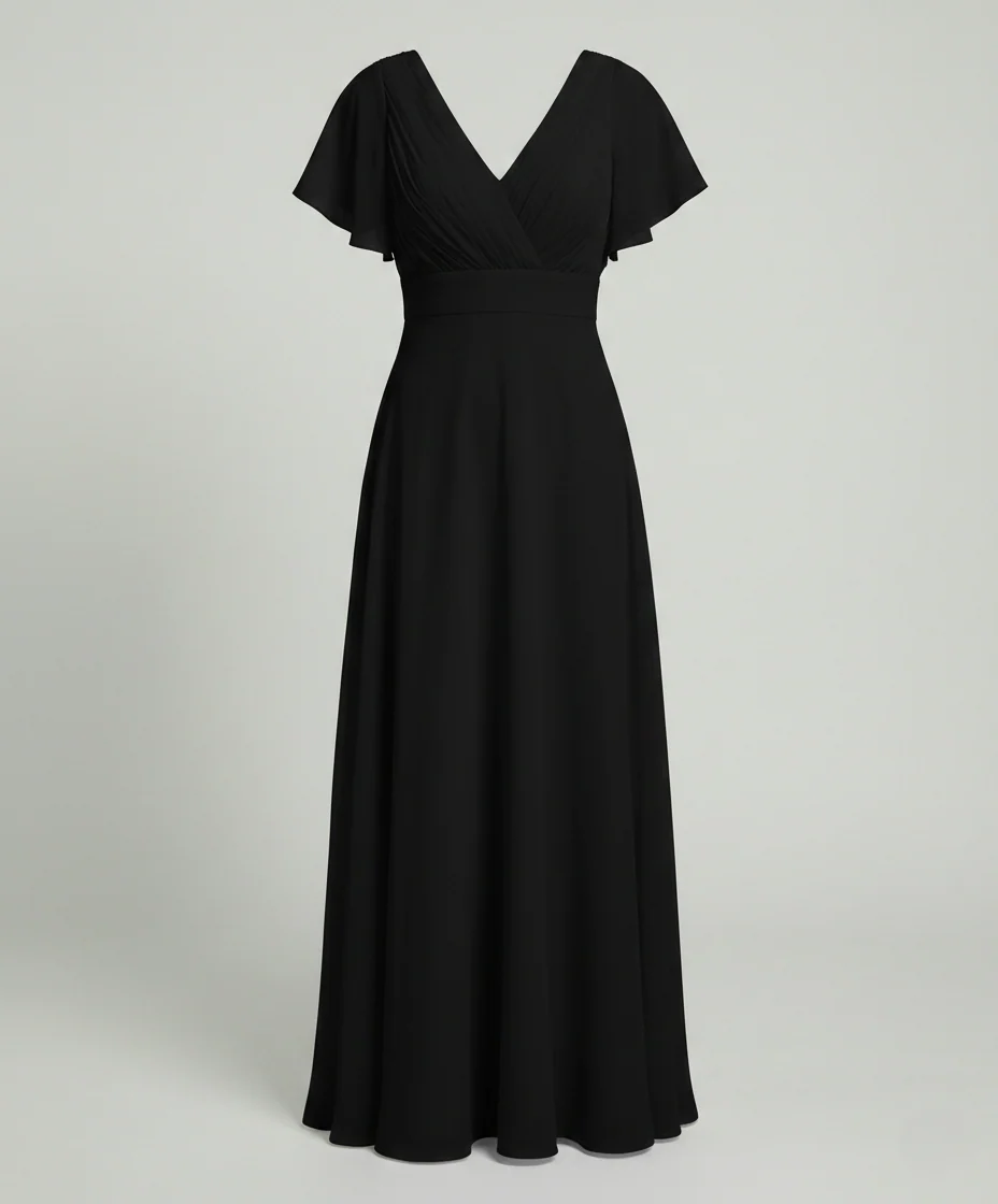Damen Maxikleid Chiffon elegant plissiert - Image 9