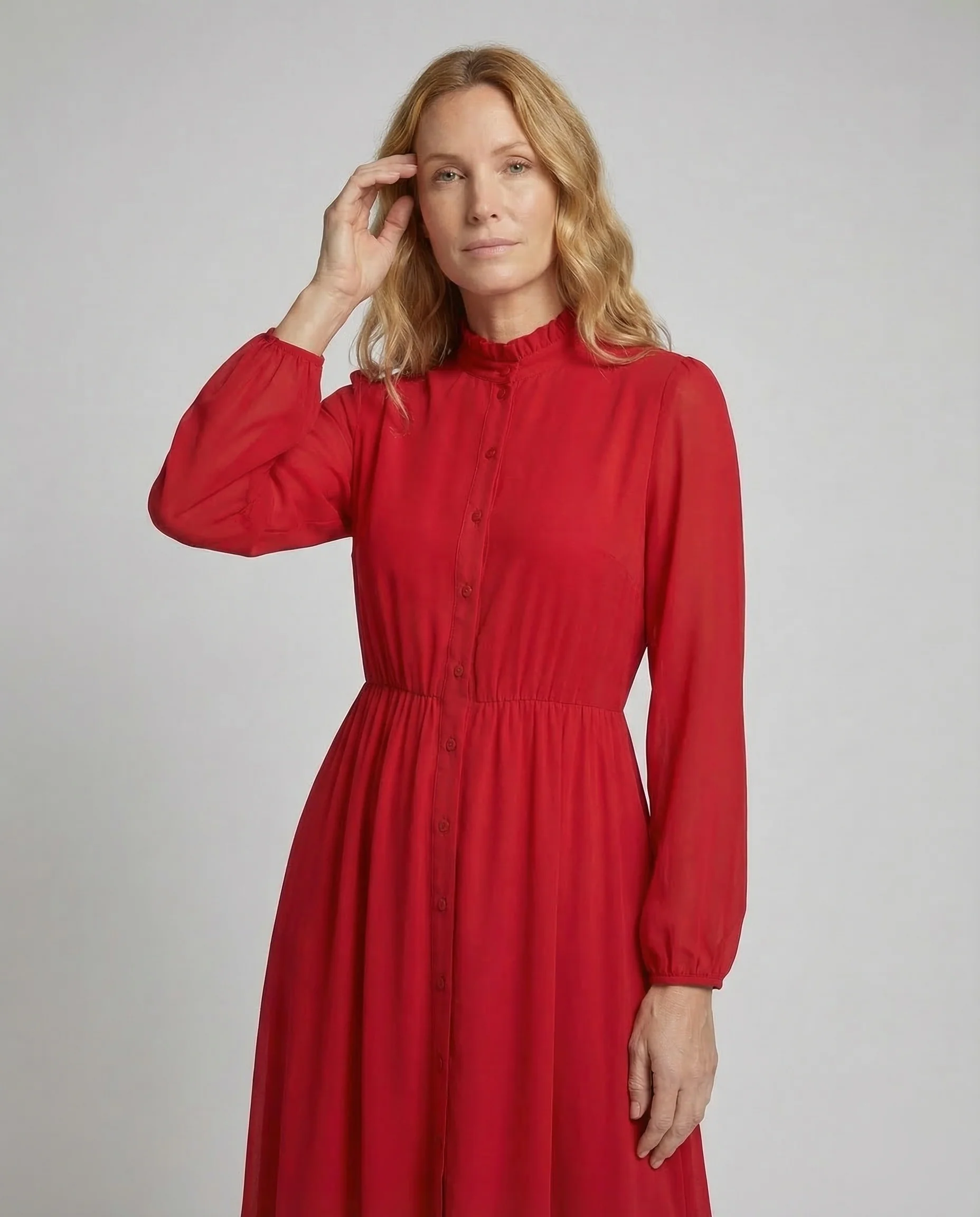 Damen Chiffon Maxikleid Rüschen - Image 2
