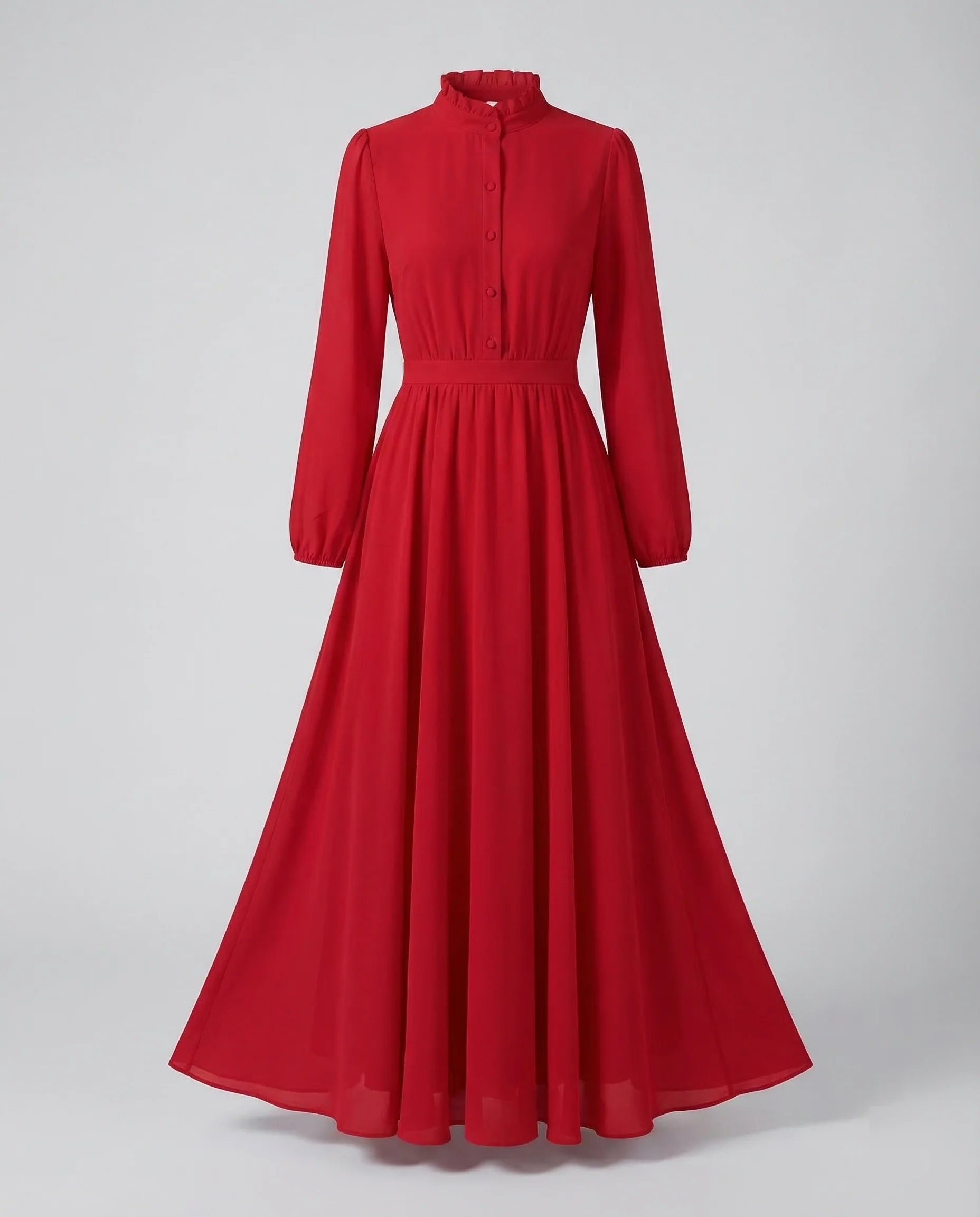 Damen Chiffon Maxikleid Rüschen - Image 5