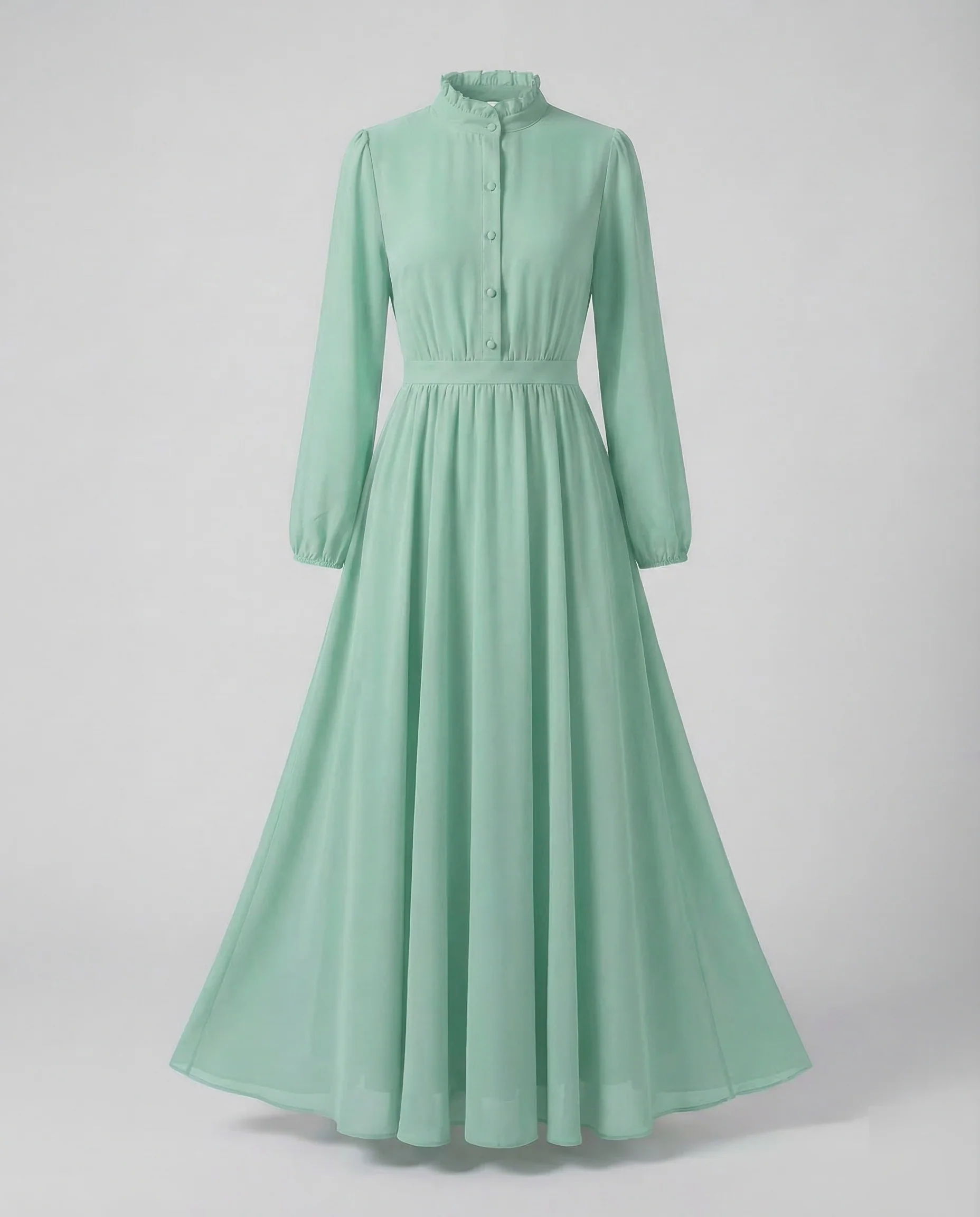 Damen Chiffon Maxikleid Rüschen - Image 9