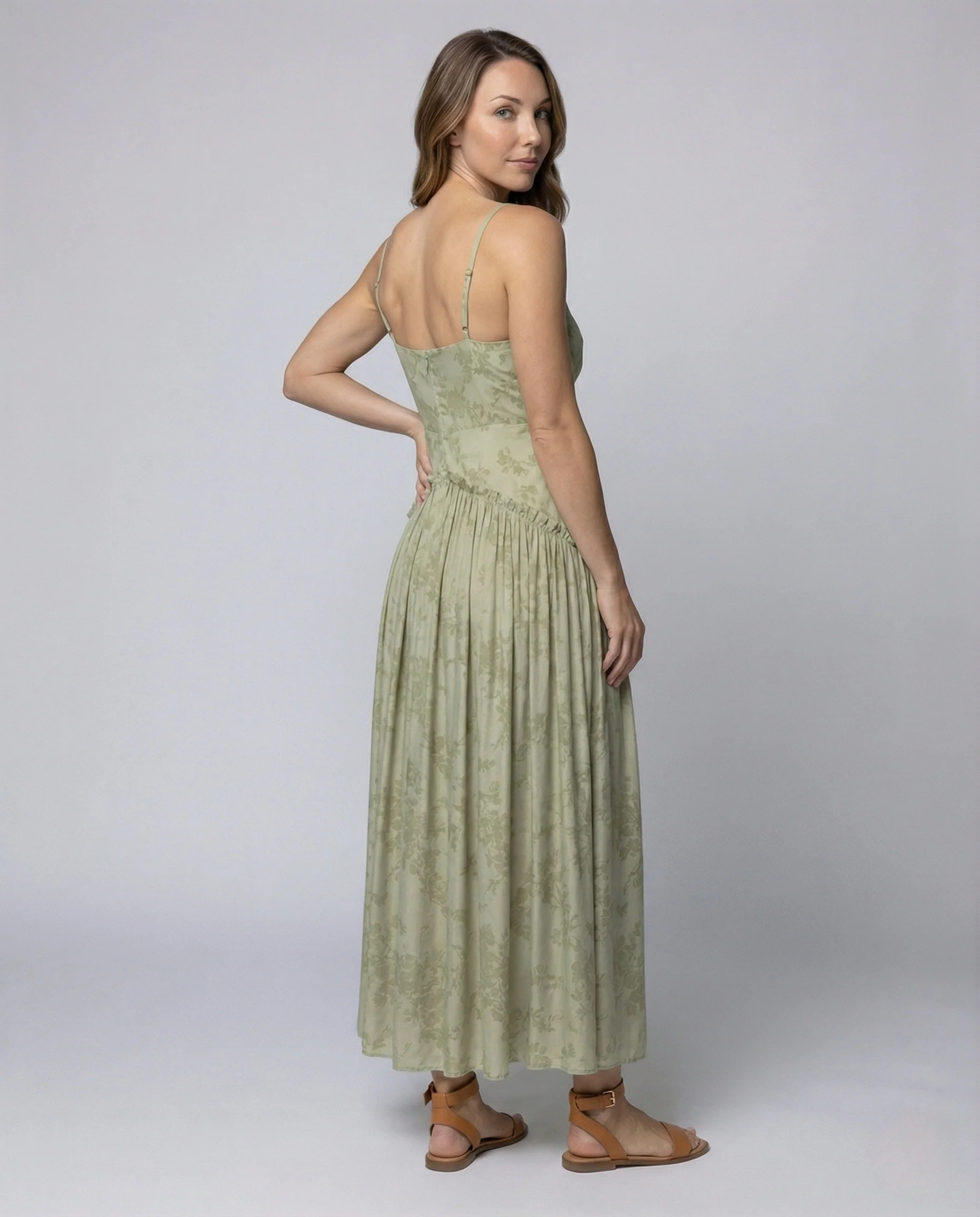 Damen Jacquard Maxikleid mit Spaghettiträgern - Image 2