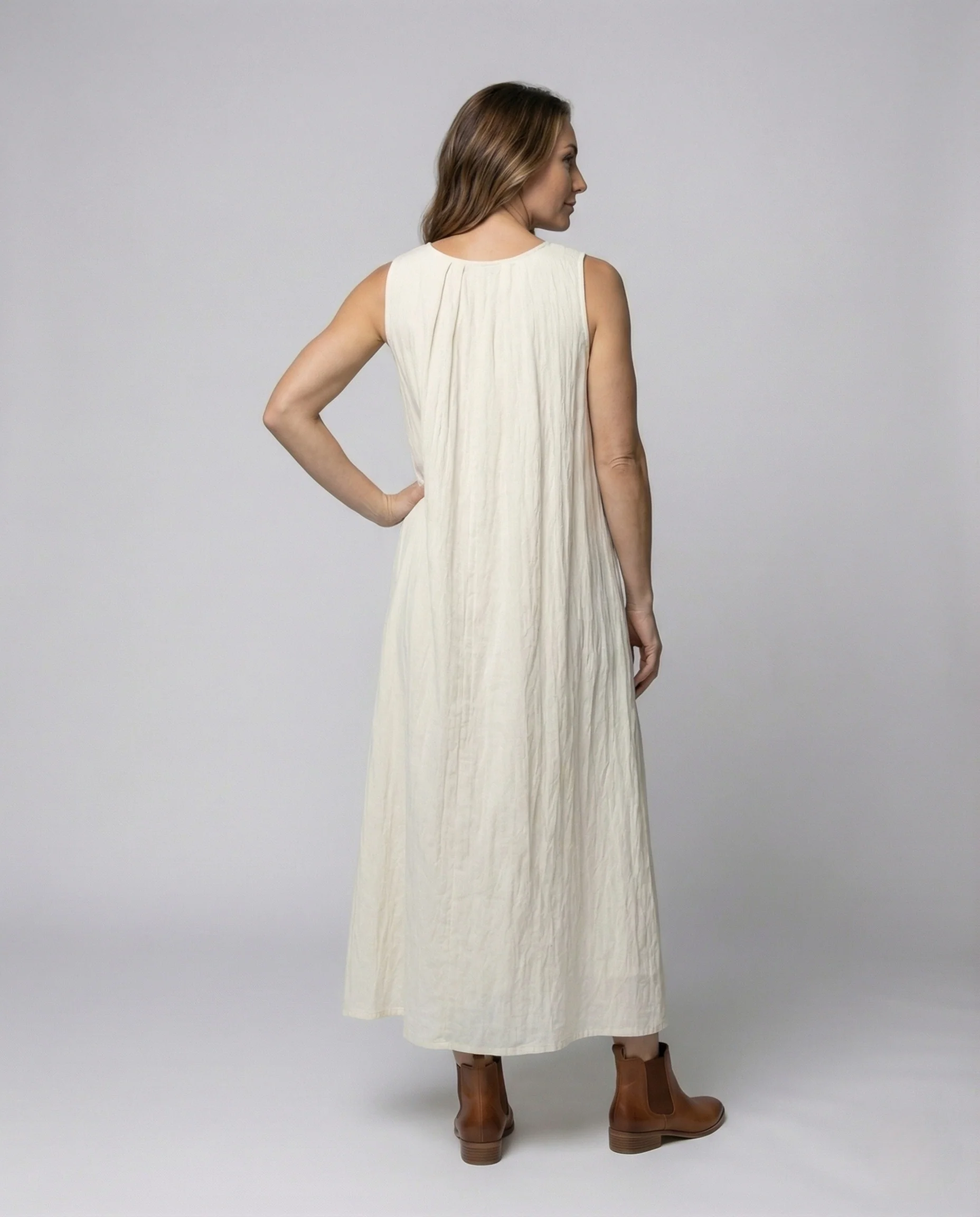 Damen Krepp Optik Maxikleid mit U-Boot - Image 4