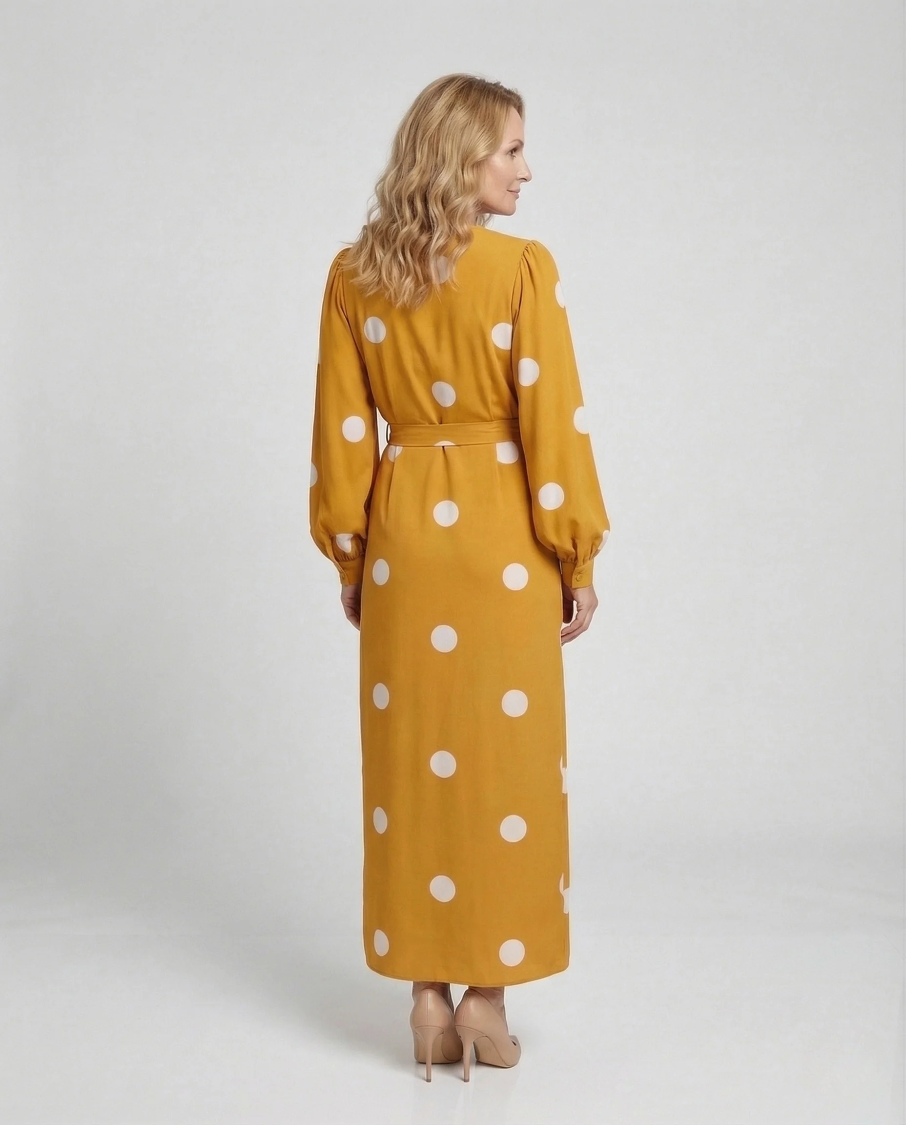 Damen Maxikleid Punkte mit Gürtel - Image 4