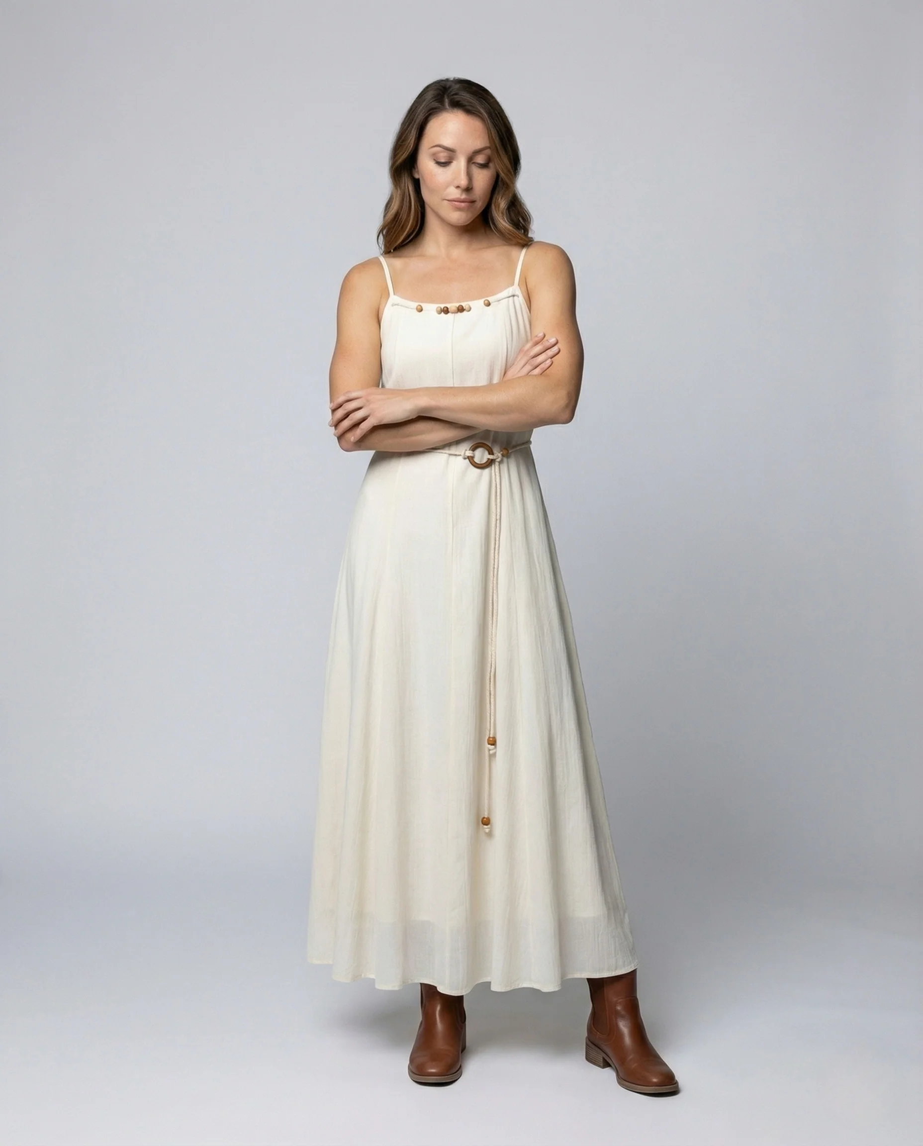 Damen Maxikleid Knitteroptik mit Trägern