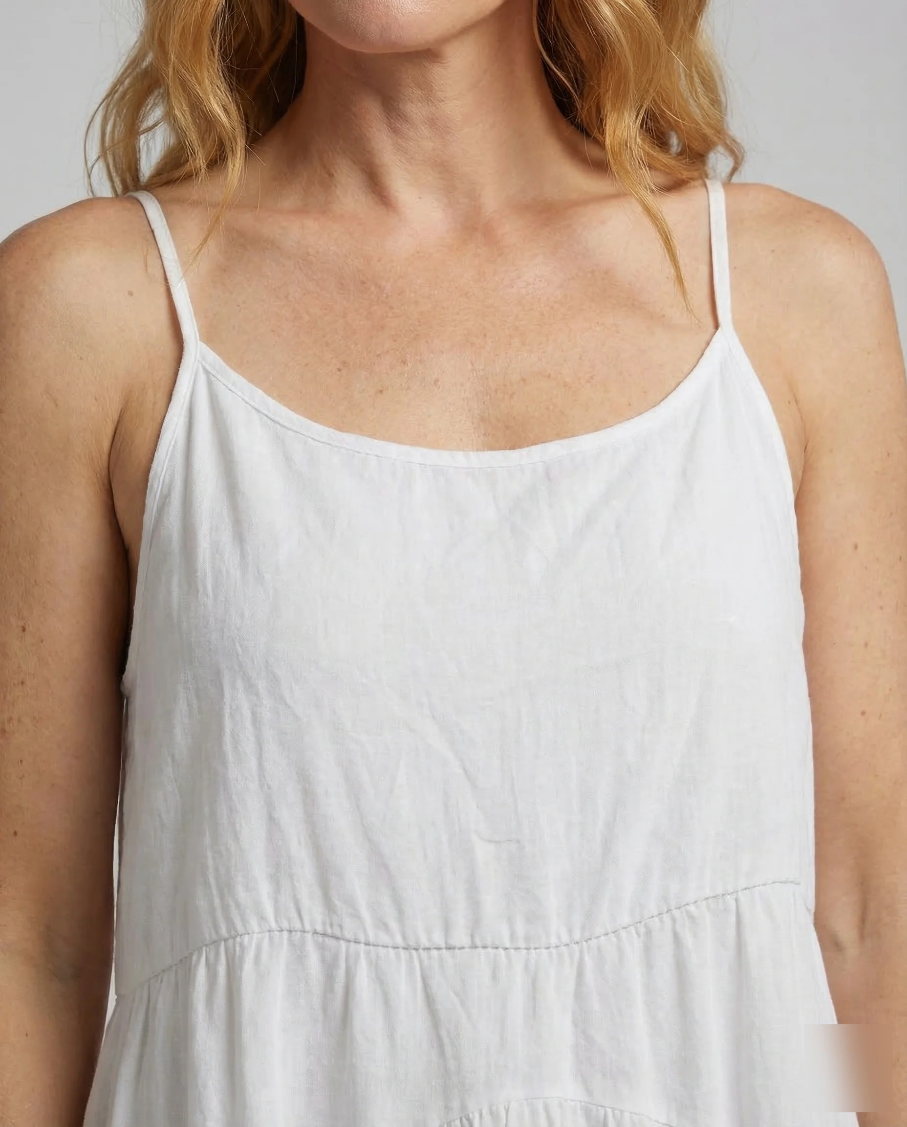 Damen Maxikleid Leinen Stufen - Image 3