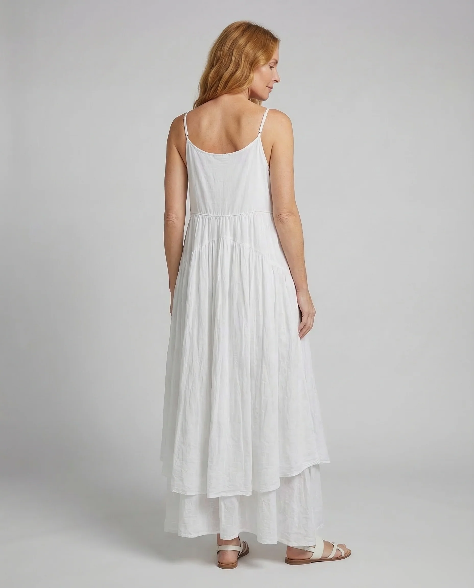 Damen Maxikleid Leinen Stufen - Image 4