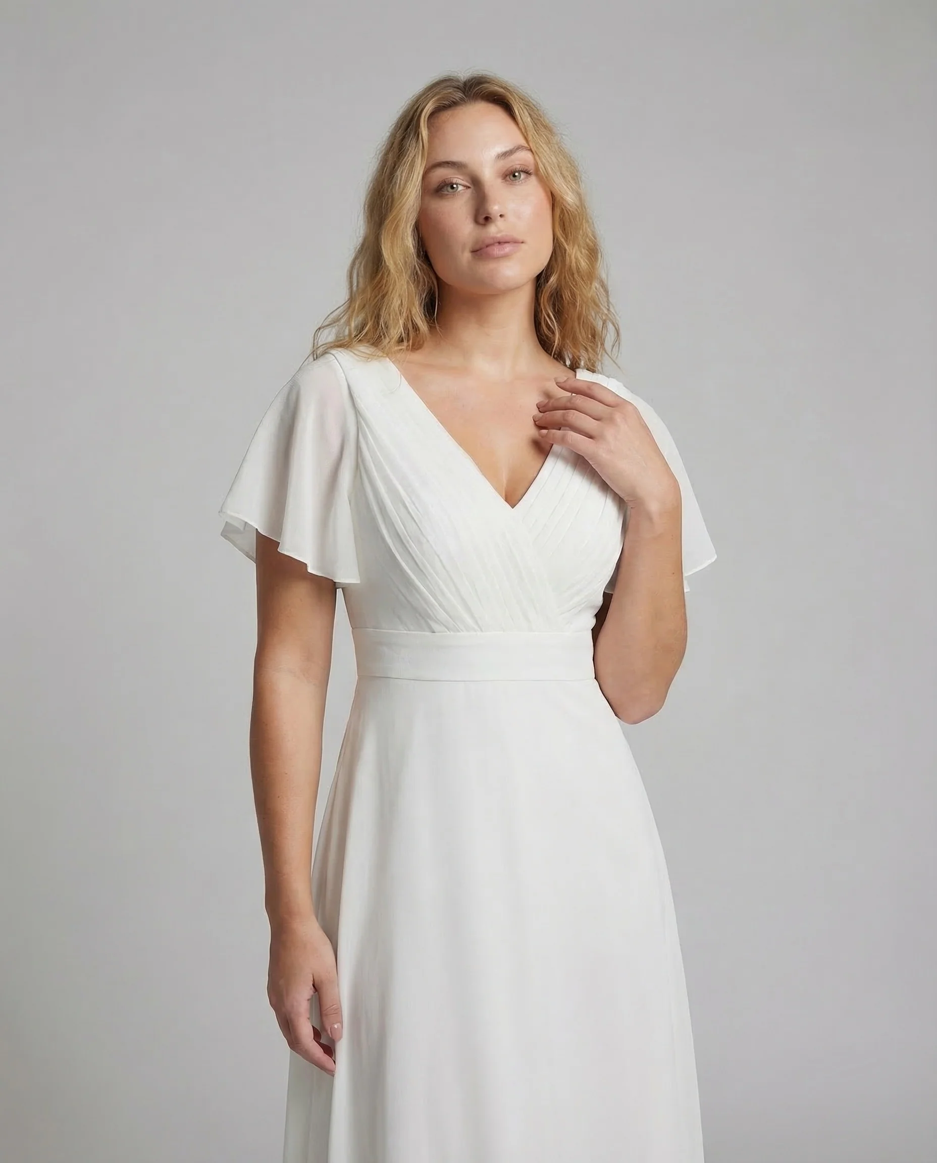 Abendkleid lang aus Tüll mit V-Ausschnitt - Image 2