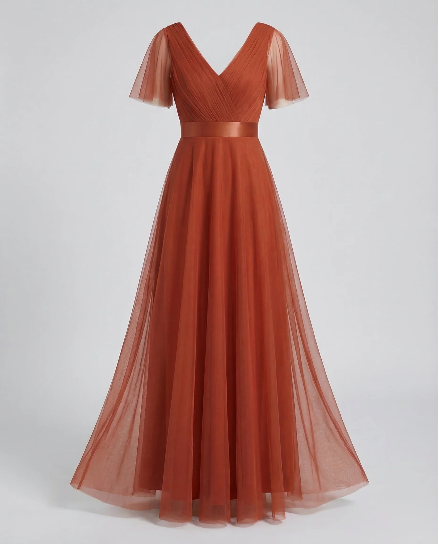 Abendkleid lang aus Tüll mit V-Ausschnitt - Image 5