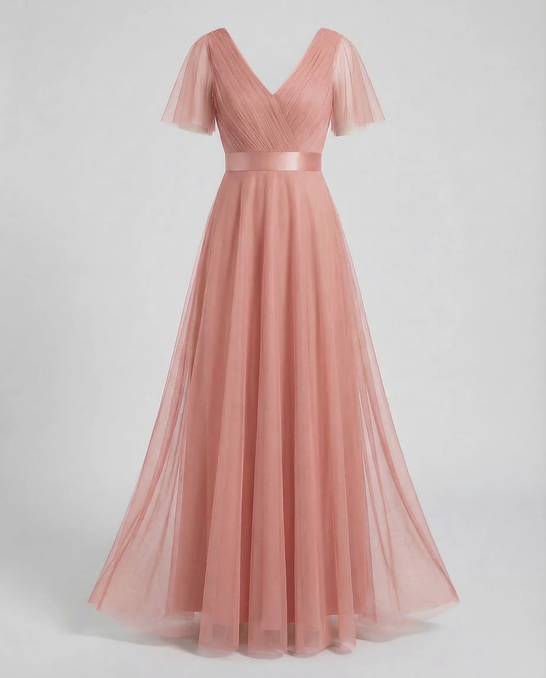 Abendkleid lang aus Tüll mit V-Ausschnitt - Image 6