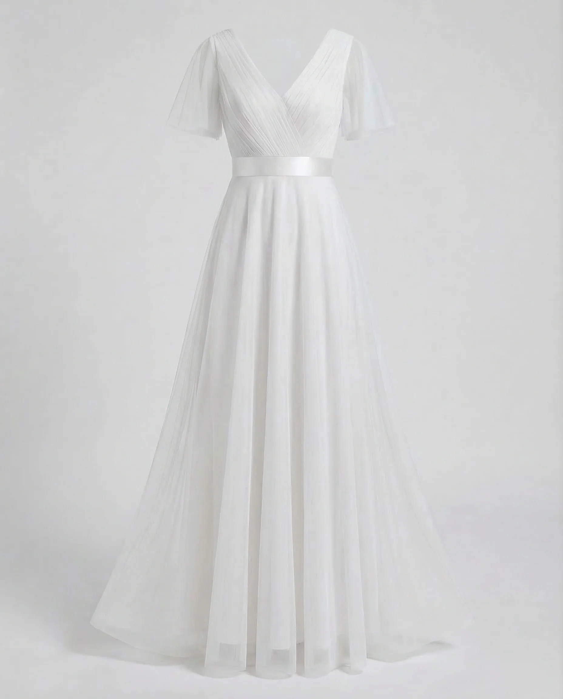 Abendkleid lang aus Tüll mit V-Ausschnitt - Image 7