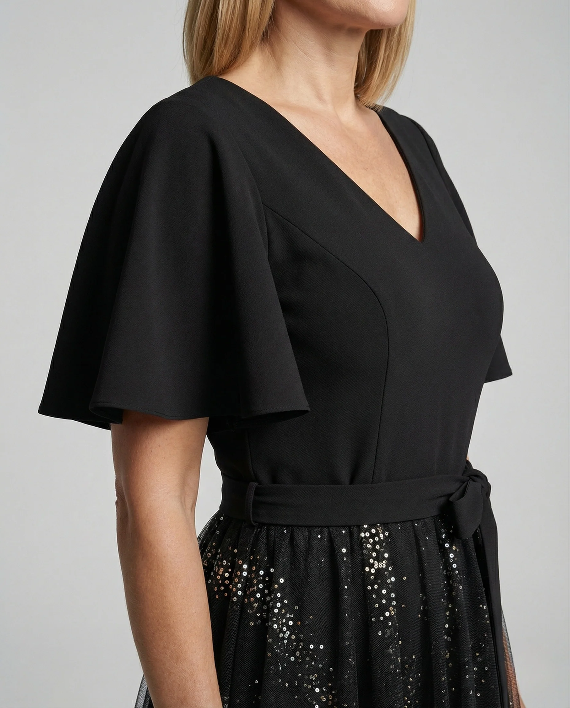 Damen Tüll Abendkleid mit V-Ausschnitt - Image 3