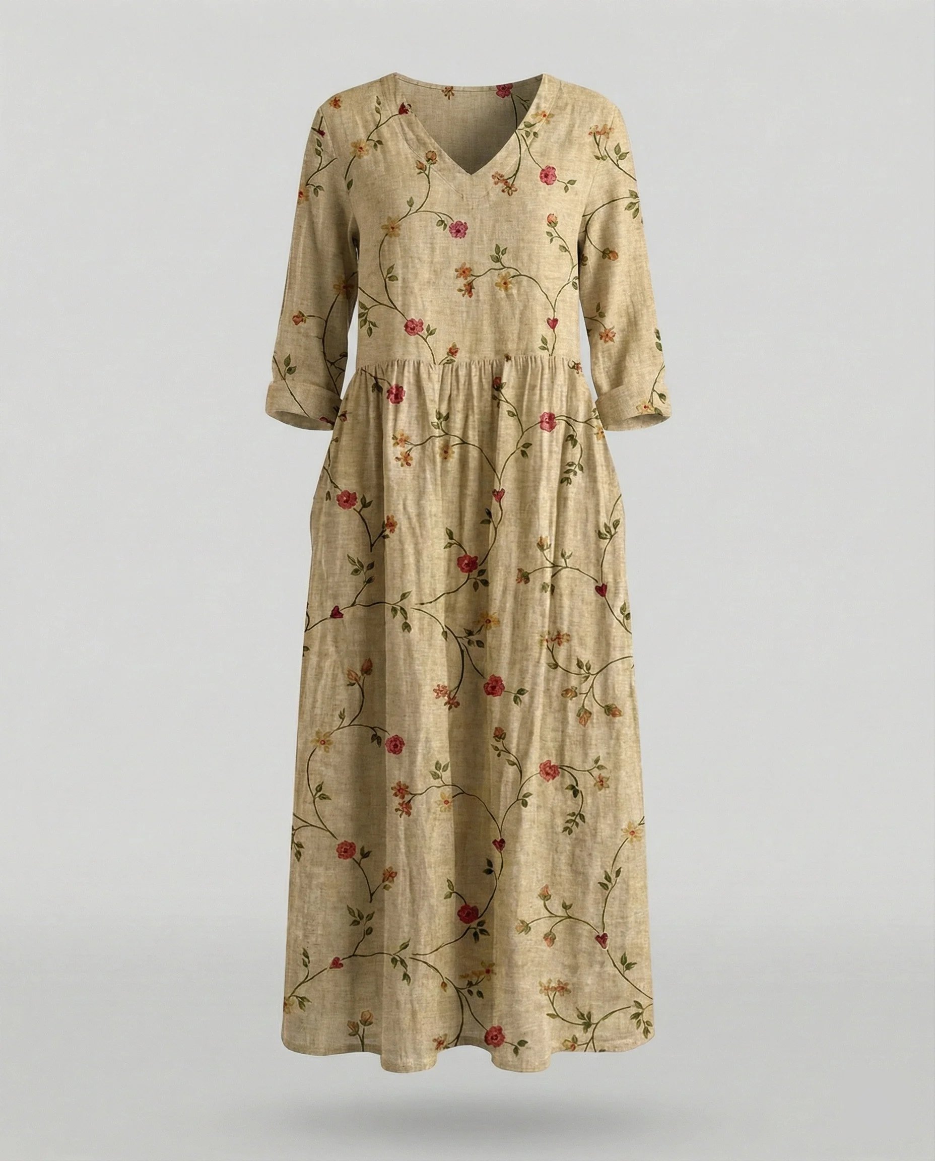 Damen Boho Maxikleid Sommer Leinenoptik - Image 10