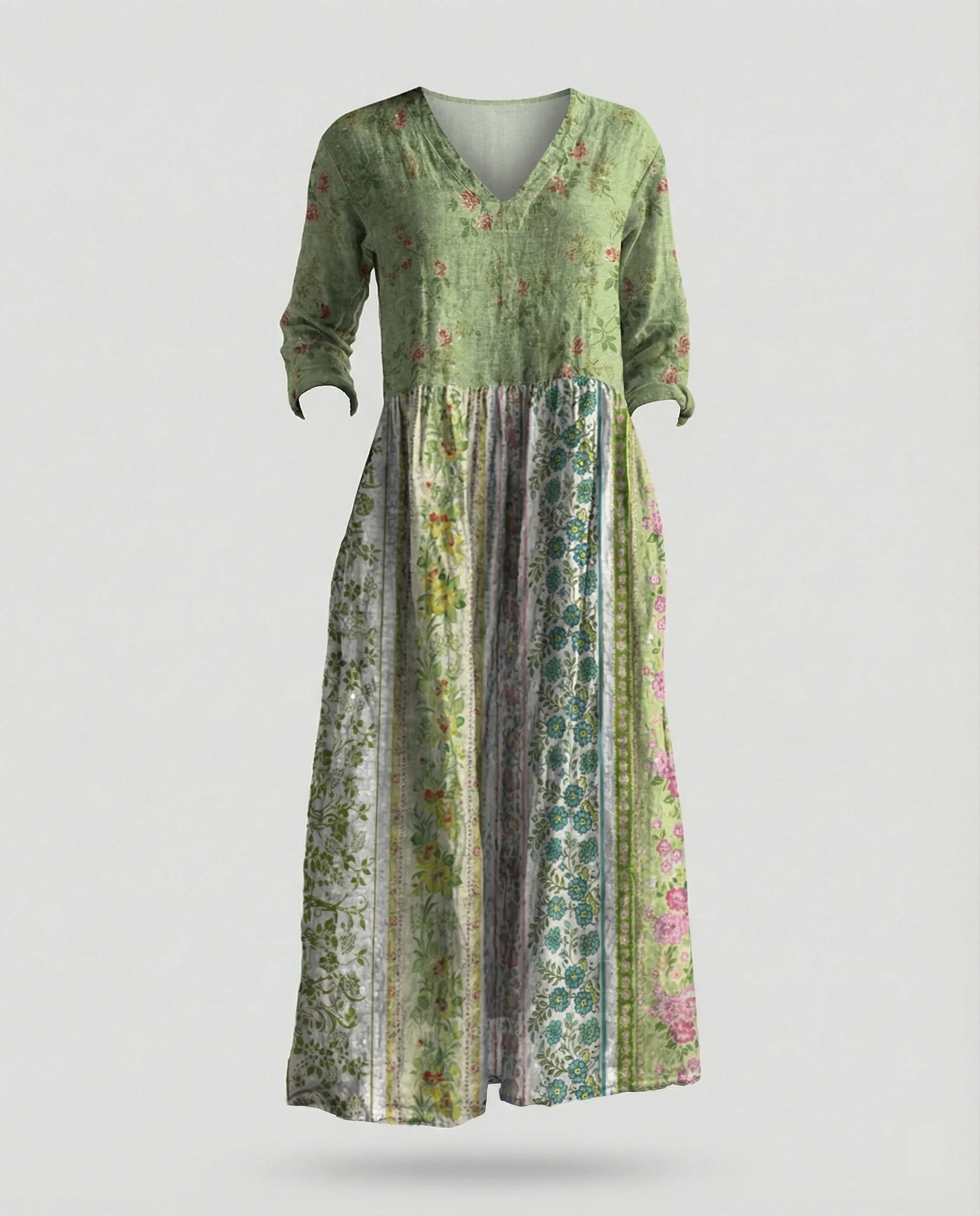 Damen Boho Maxikleid Sommer Leinenoptik - Image 18