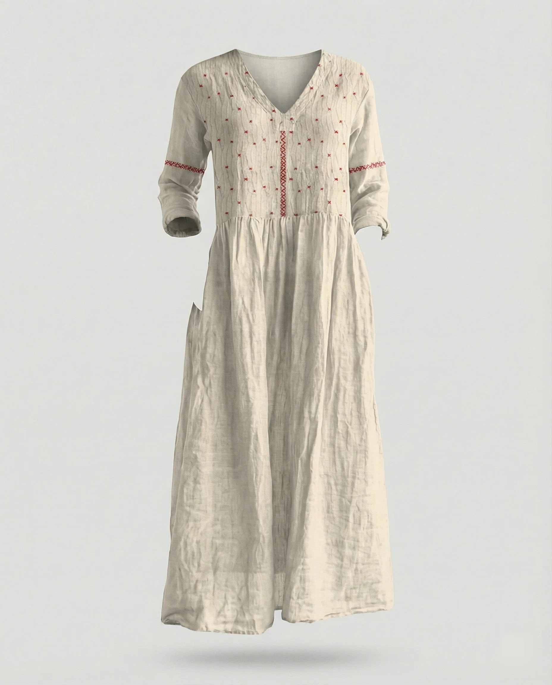 Damen Boho Maxikleid Sommer Leinenoptik - Image 21