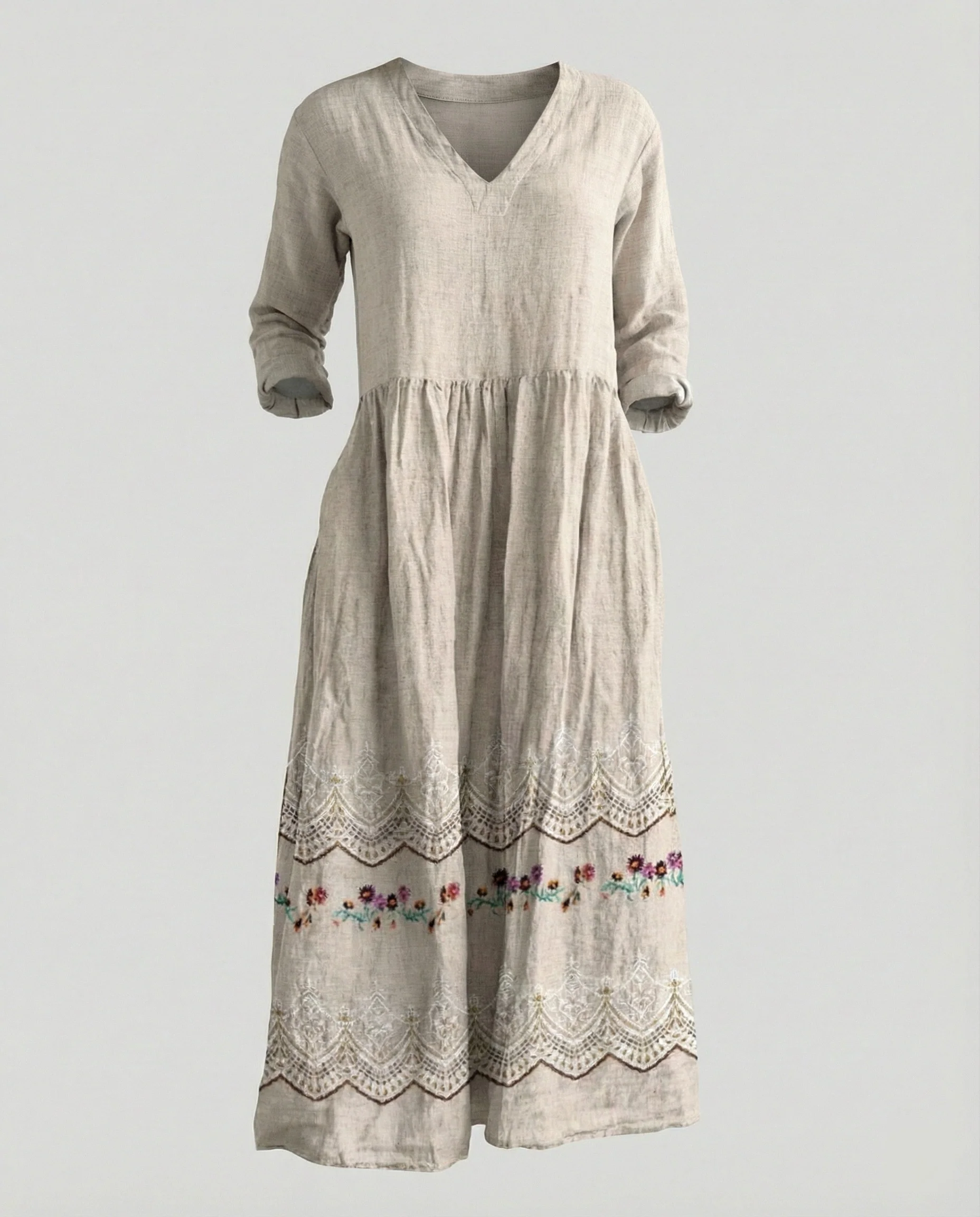 Damen Boho Maxikleid Sommer Leinenoptik - Image 33