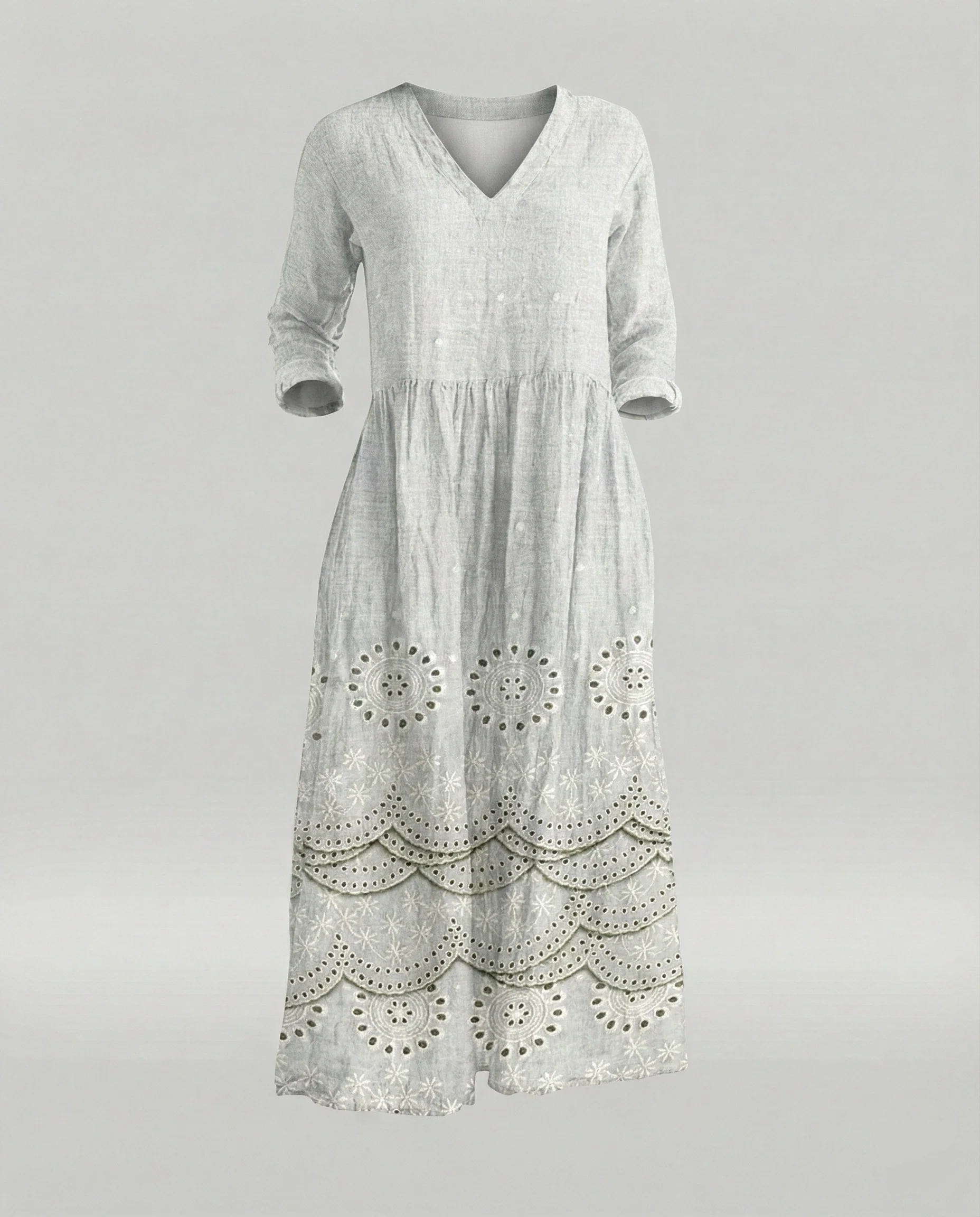 Damen Boho Maxikleid Sommer Leinenoptik - Image 40
