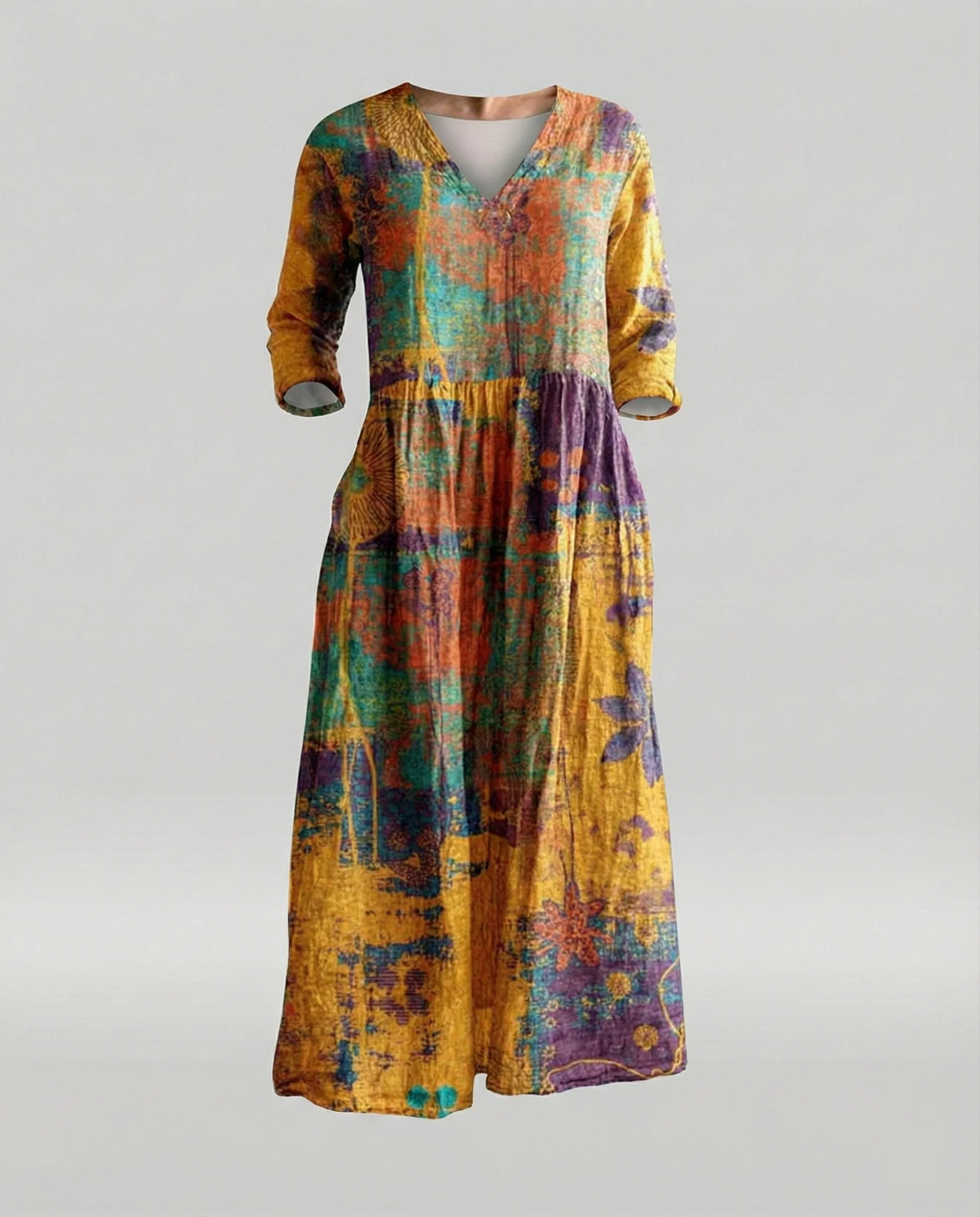 Damen Boho Maxikleid Sommer Leinenoptik - Image 41