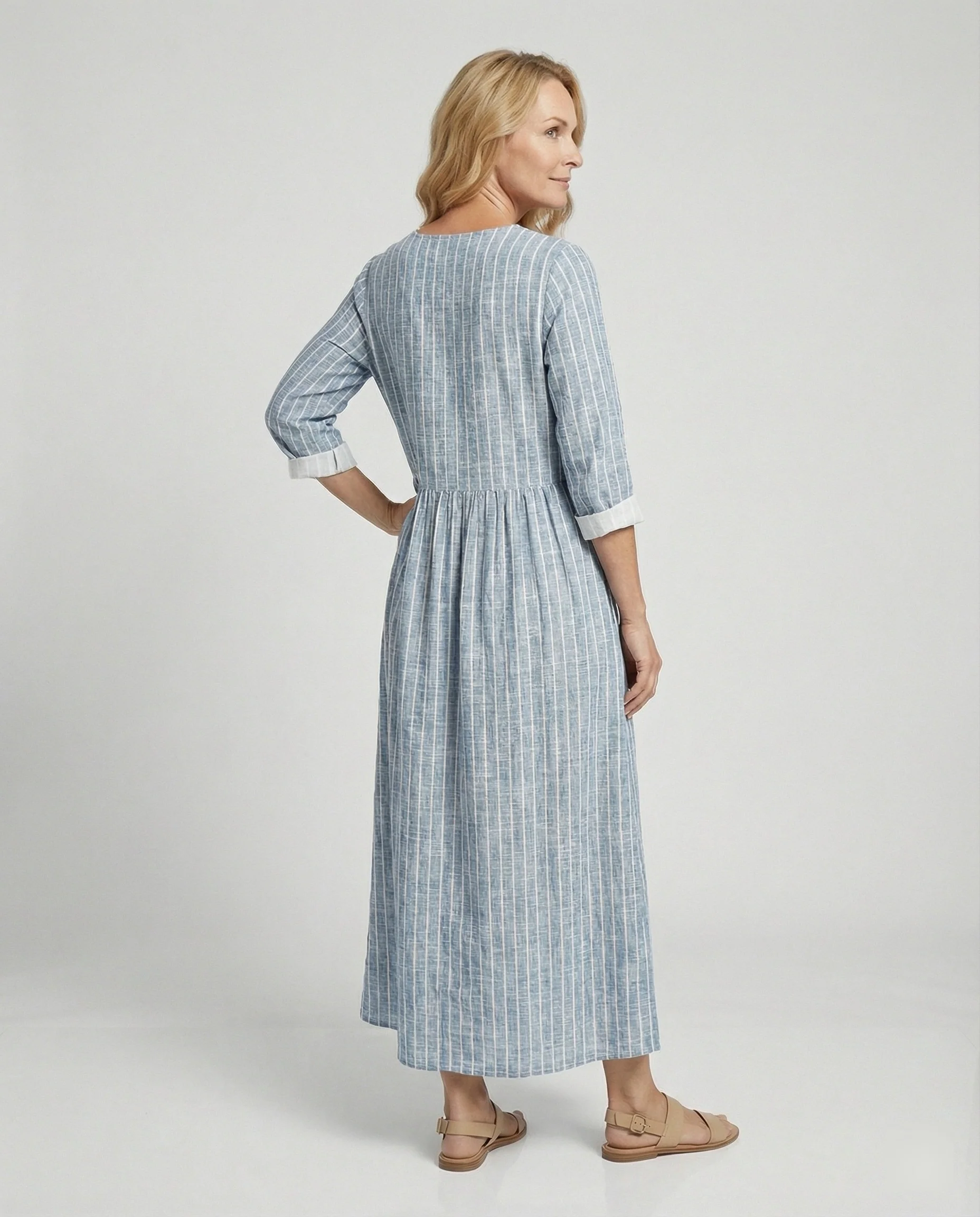Damen Boho Maxikleid Sommer Leinenoptik - Image 44
