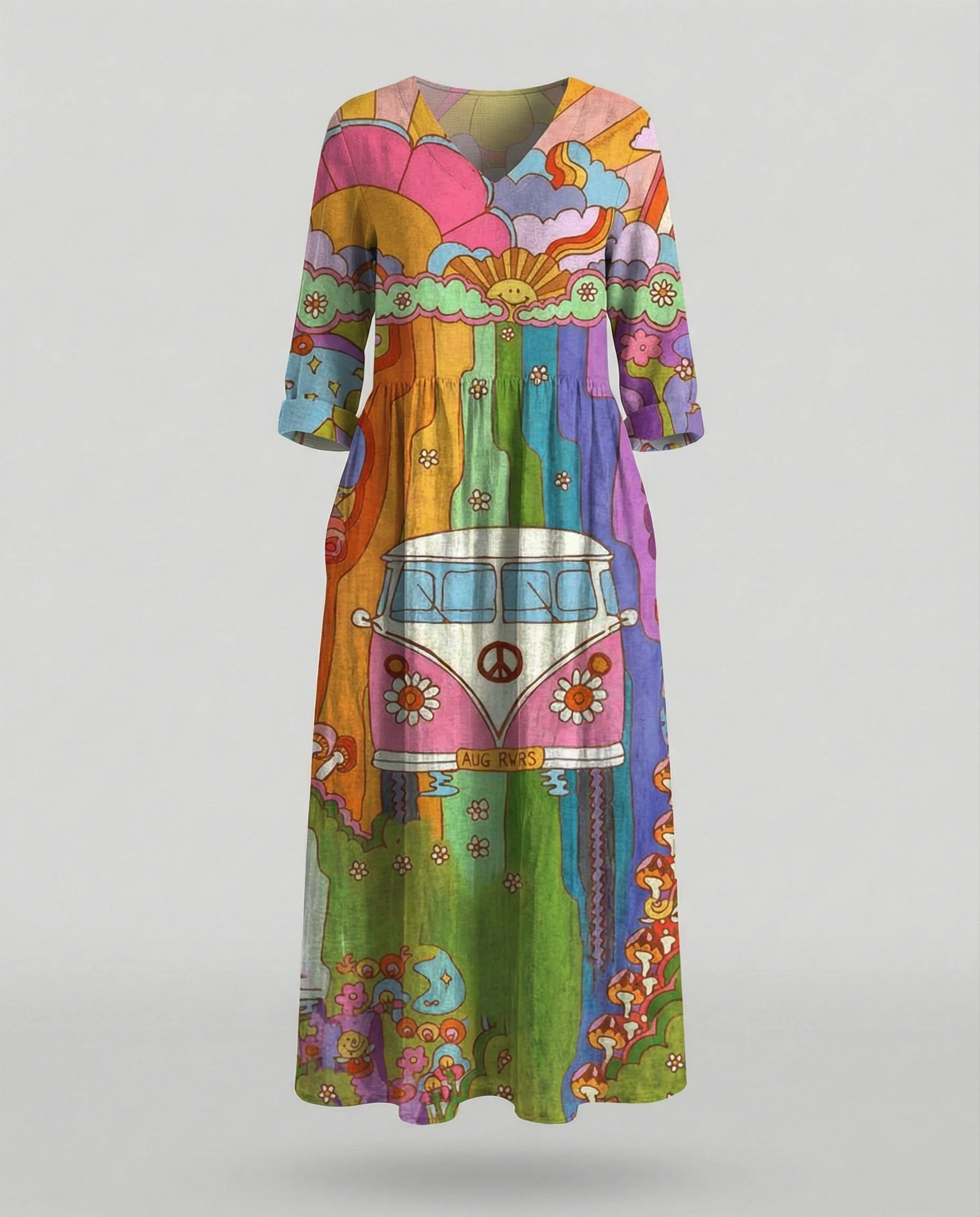 Damen Boho Maxikleid Sommer Leinenoptik - Image 7