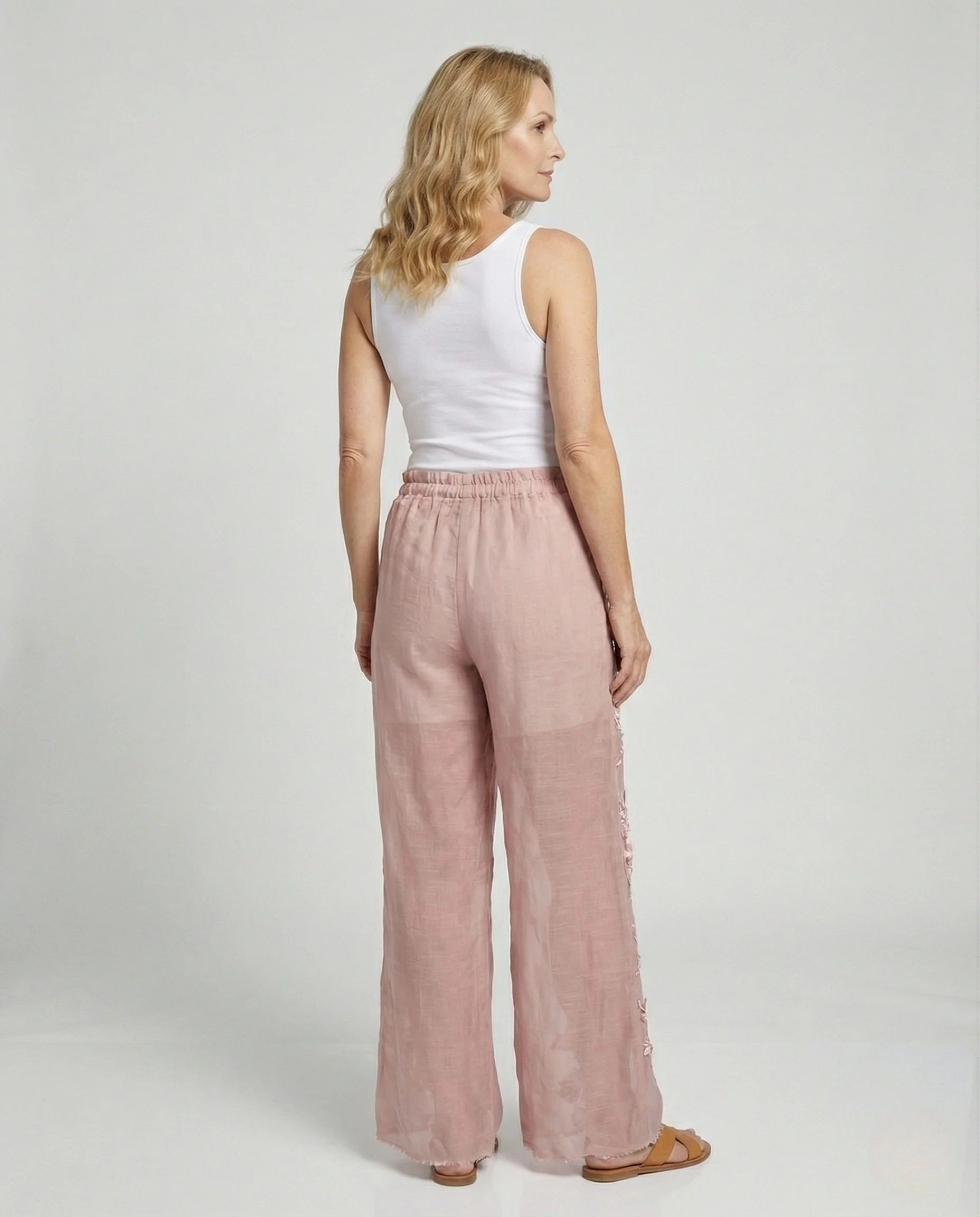 Damen Boho-Haremshose mit Blumenapplikationen - Image 4