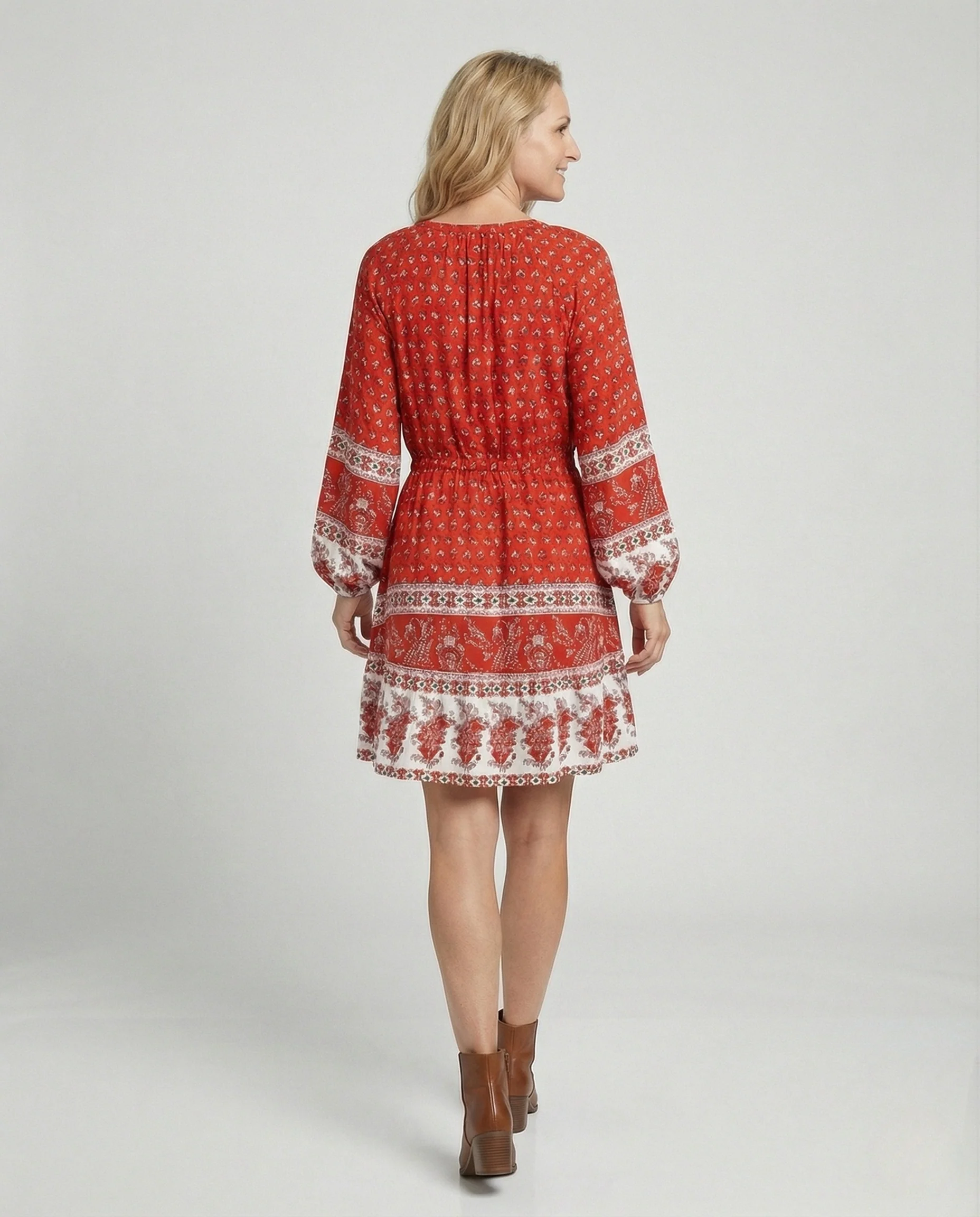 Boho Kleid Damen Mit Tunnelzug - Image 3
