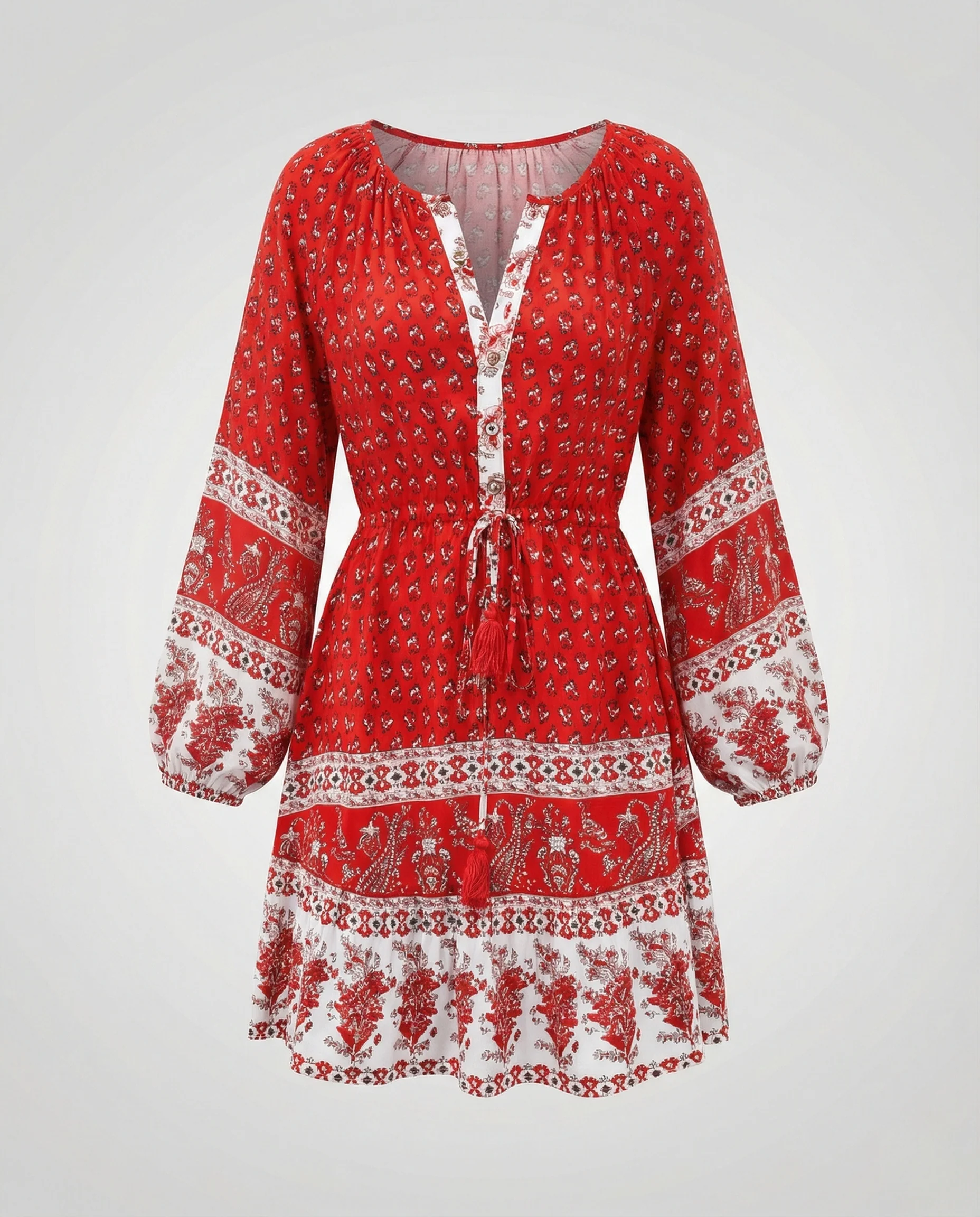Boho Kleid Damen Mit Tunnelzug - Image 4