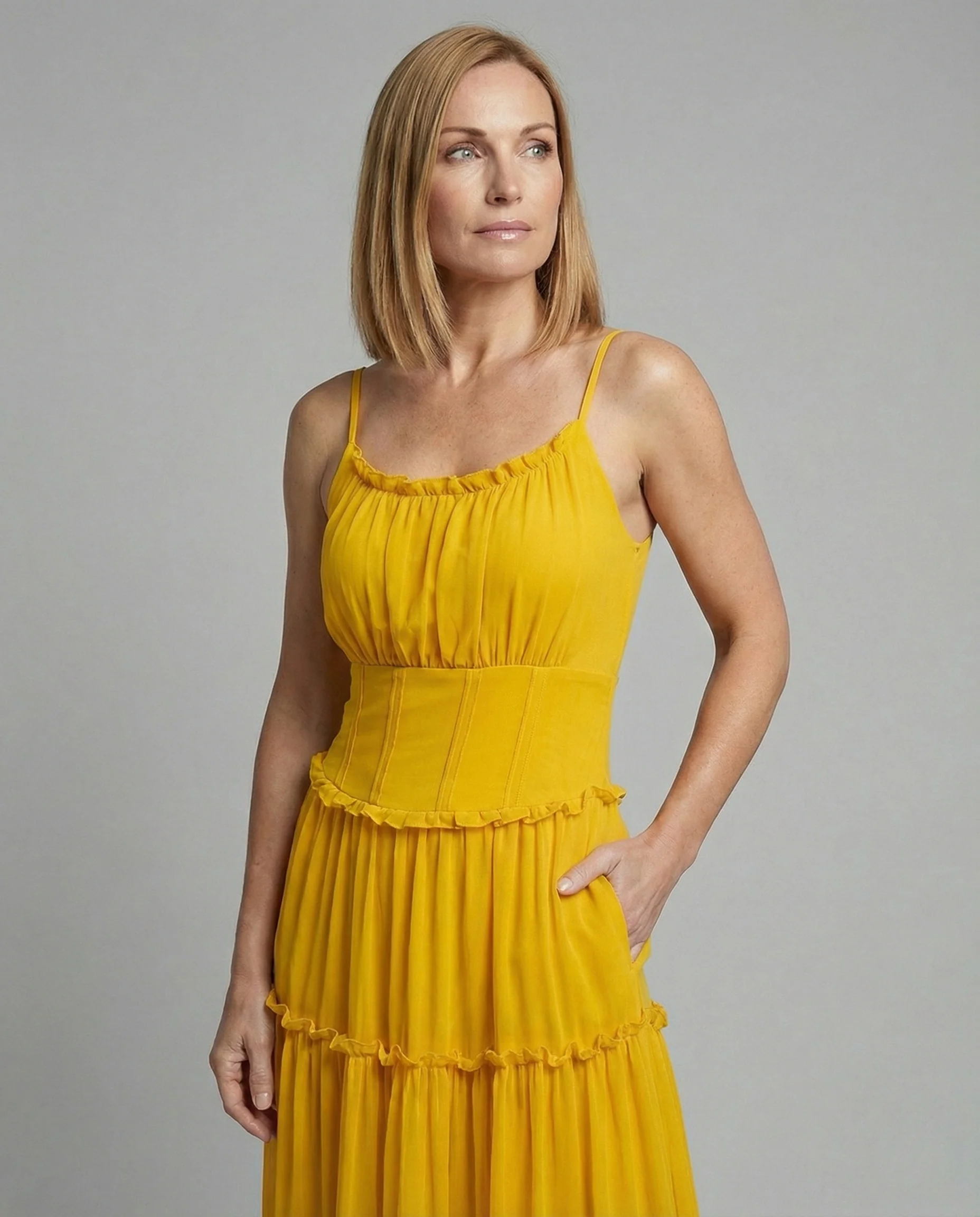 Damen Boho Maxikleid mit Volantrock - Image 3