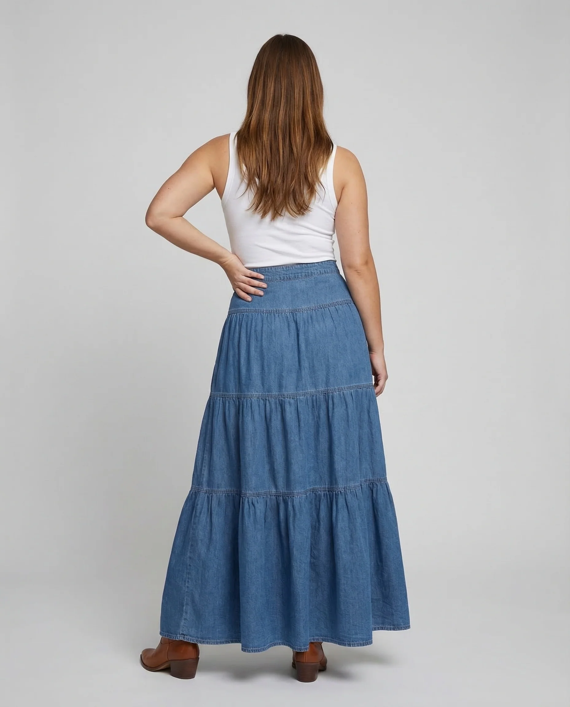 Boho Maxikleid Denim Leicht Damen - Image 4