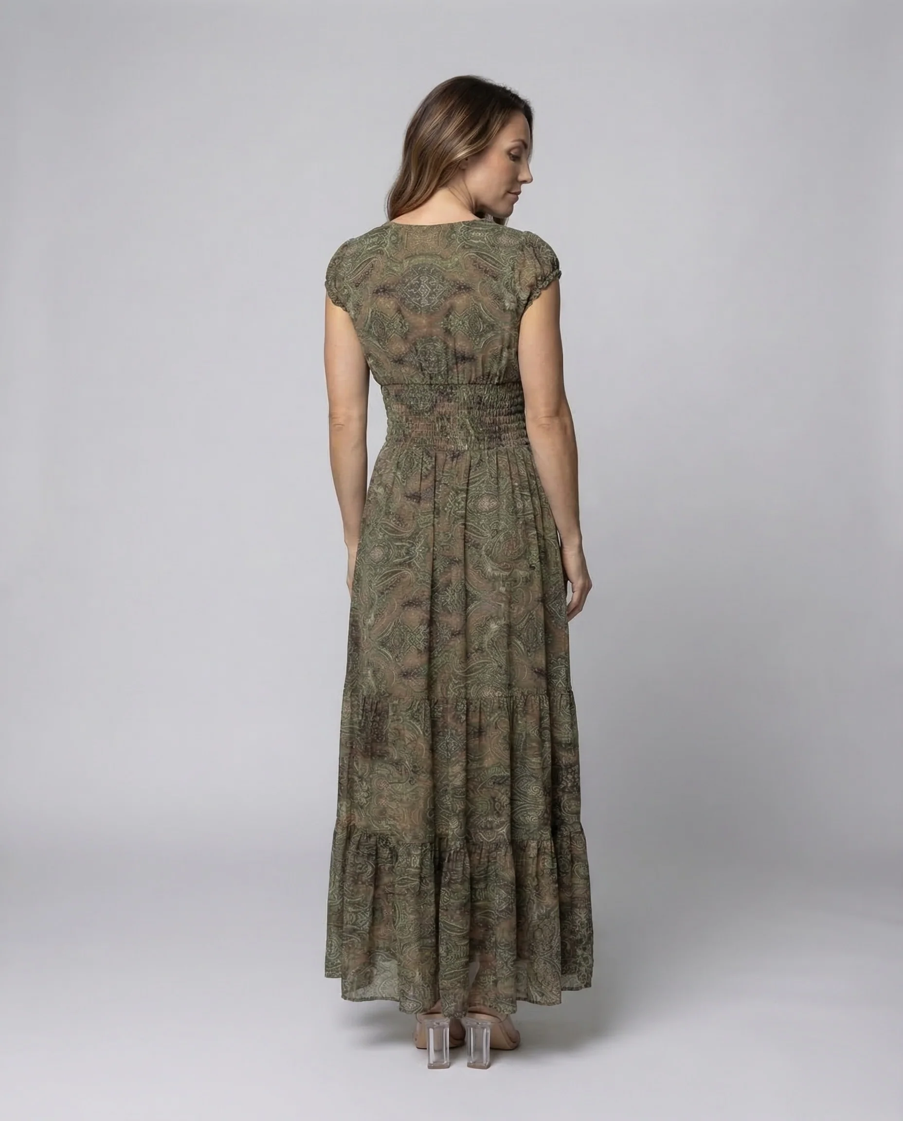 Damen Boho Maxikleid Puffärmel - Image 4