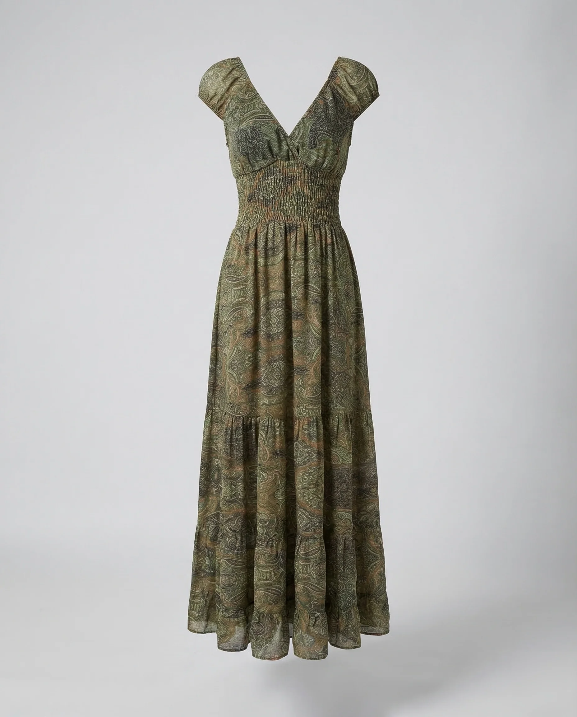Damen Boho Maxikleid Puffärmel - Image 5