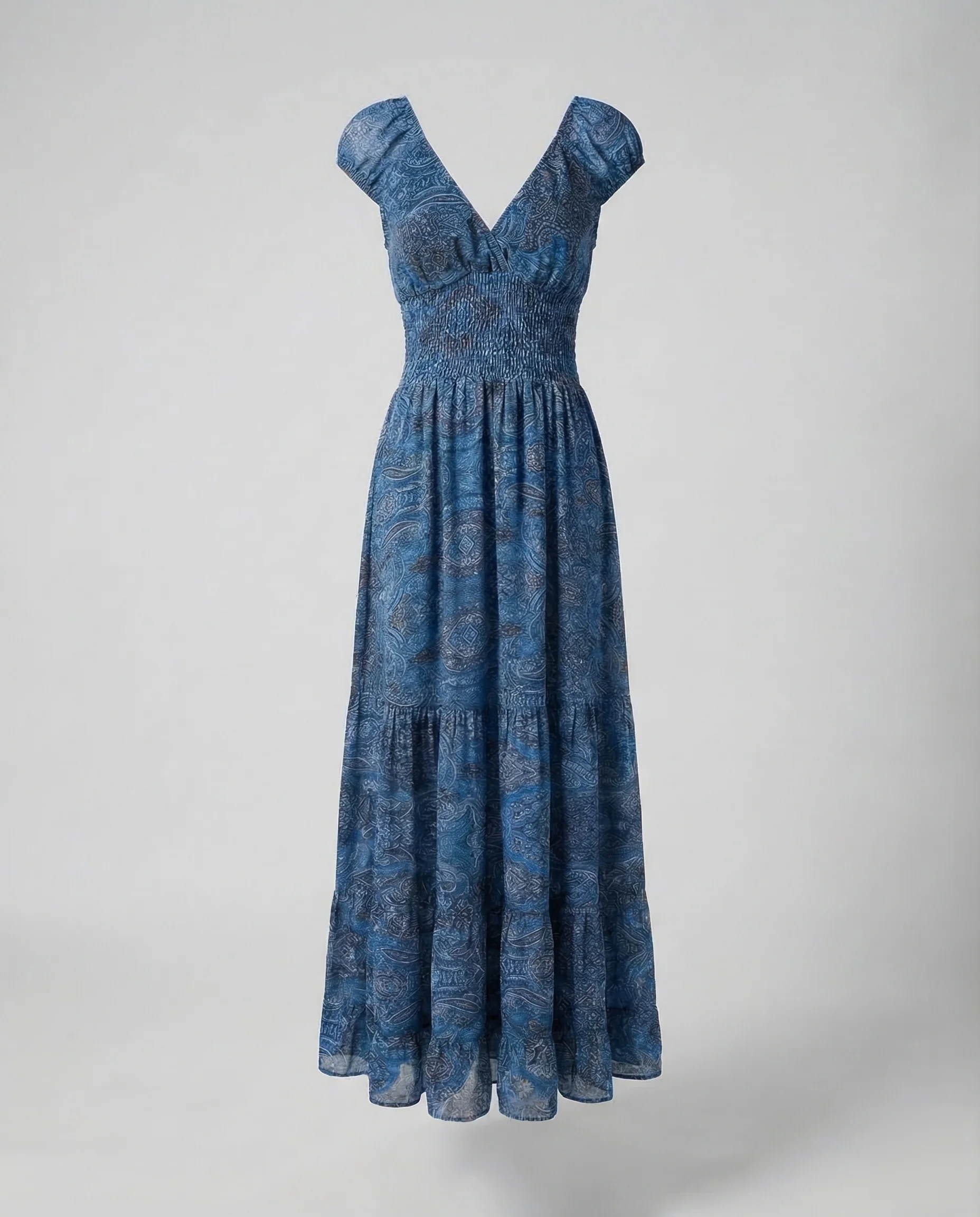 Damen Boho Maxikleid Puffärmel - Image 6