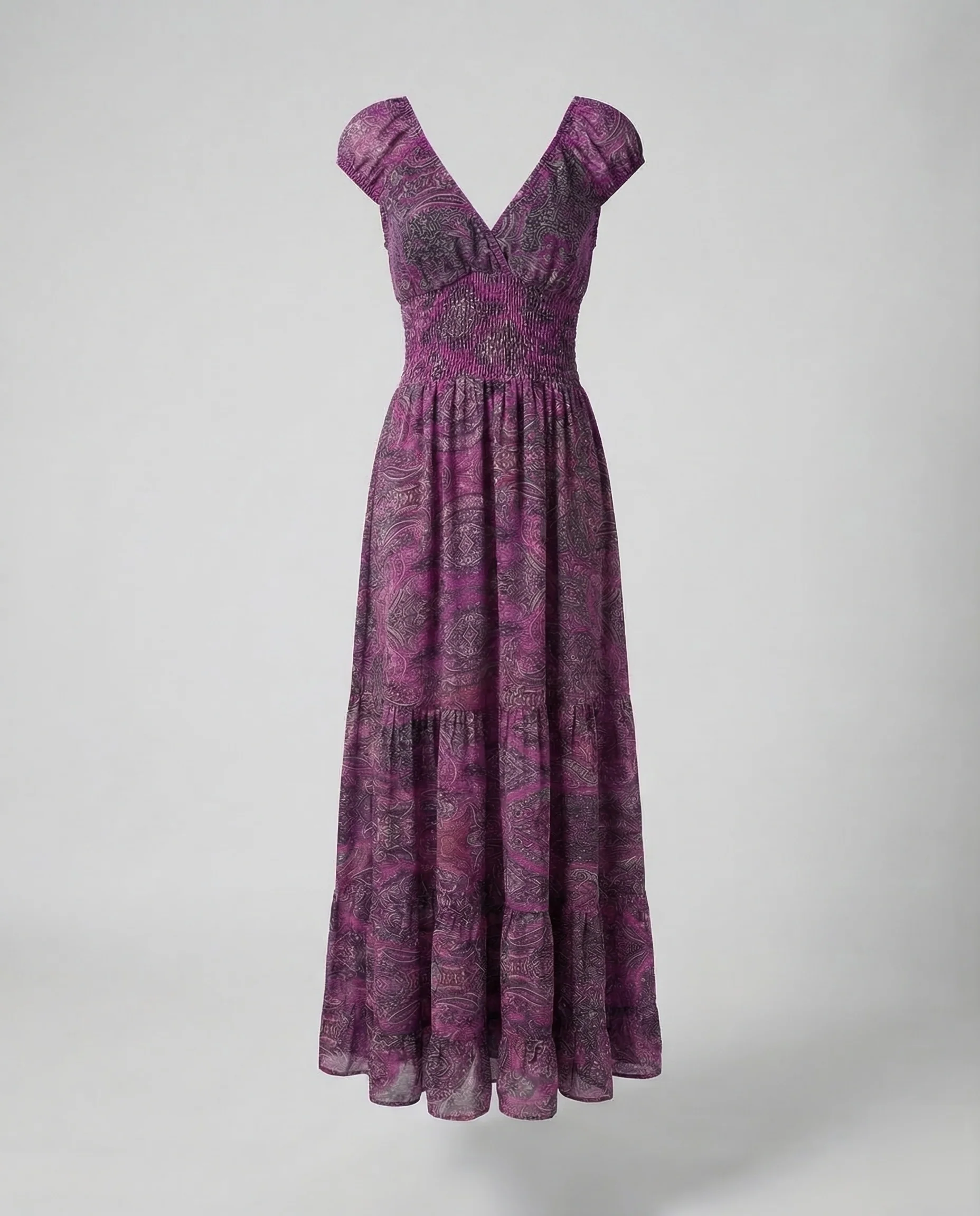 Damen Boho Maxikleid Puffärmel - Image 7