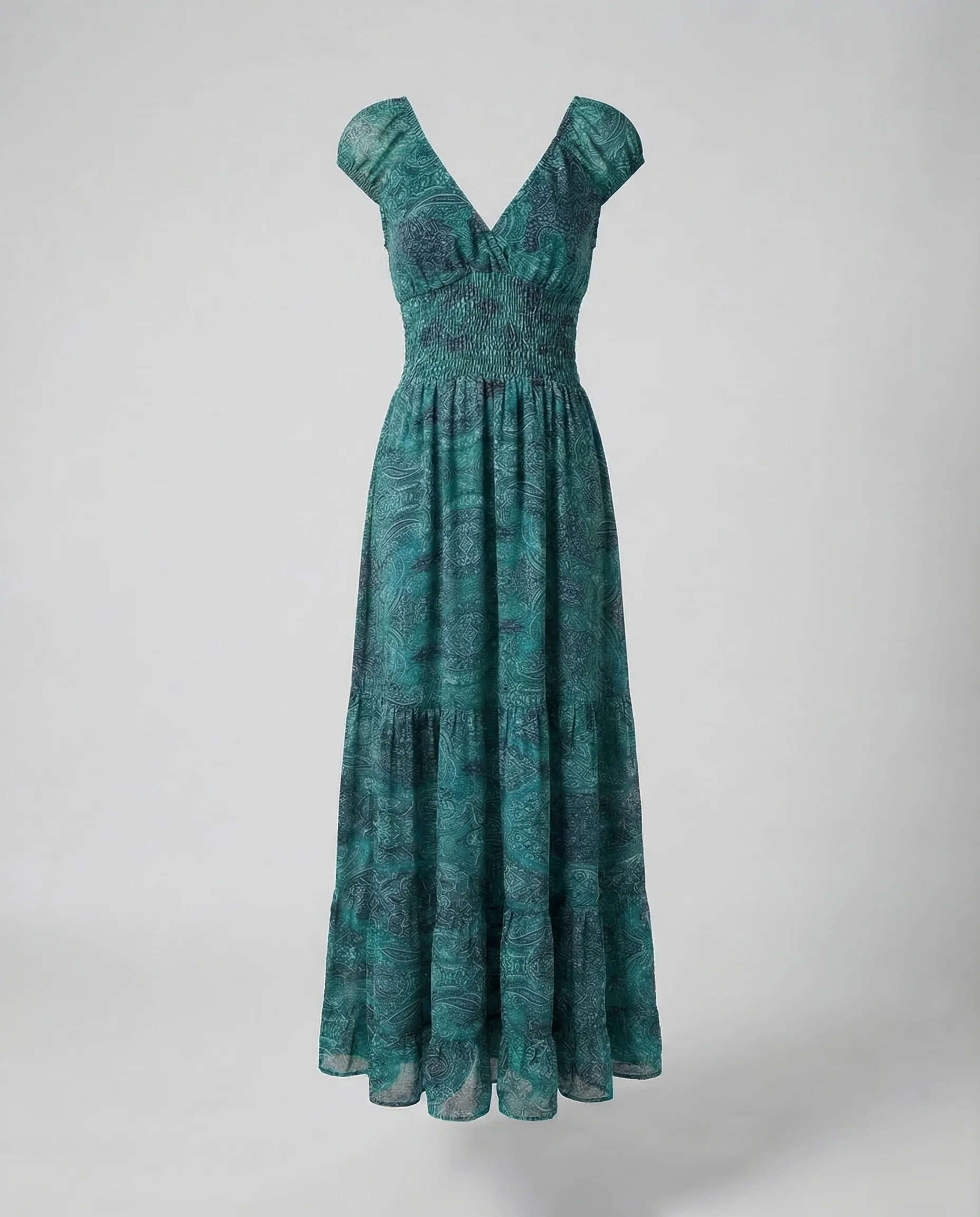 Damen Boho Maxikleid Puffärmel - Image 8