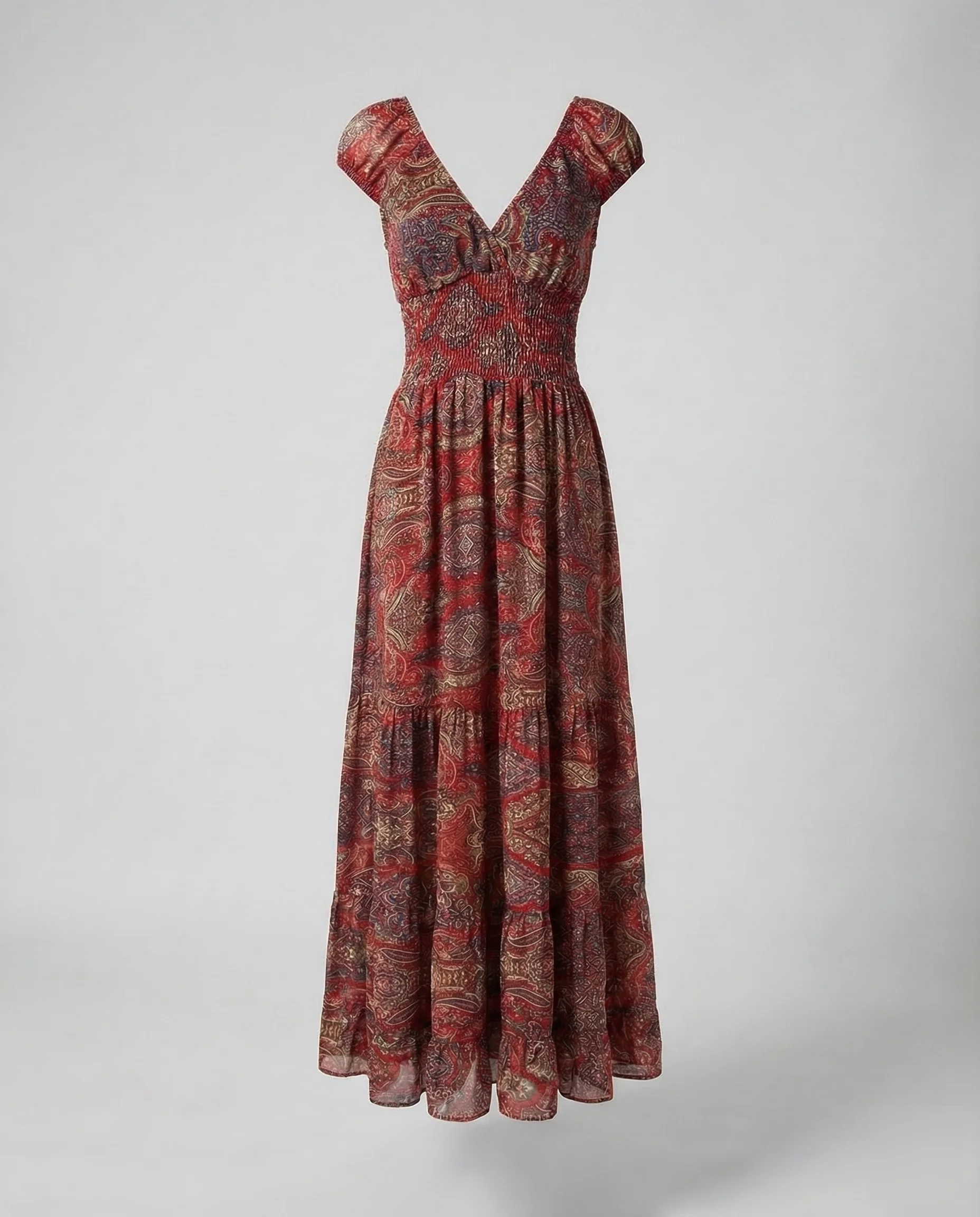 Damen Boho Maxikleid Puffärmel - Image 9