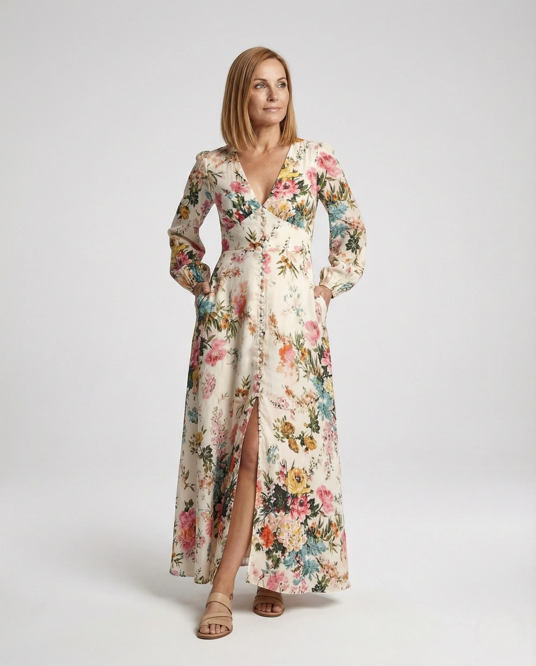 Boho Maxikleid Sommer Damen V-Ausschnitt