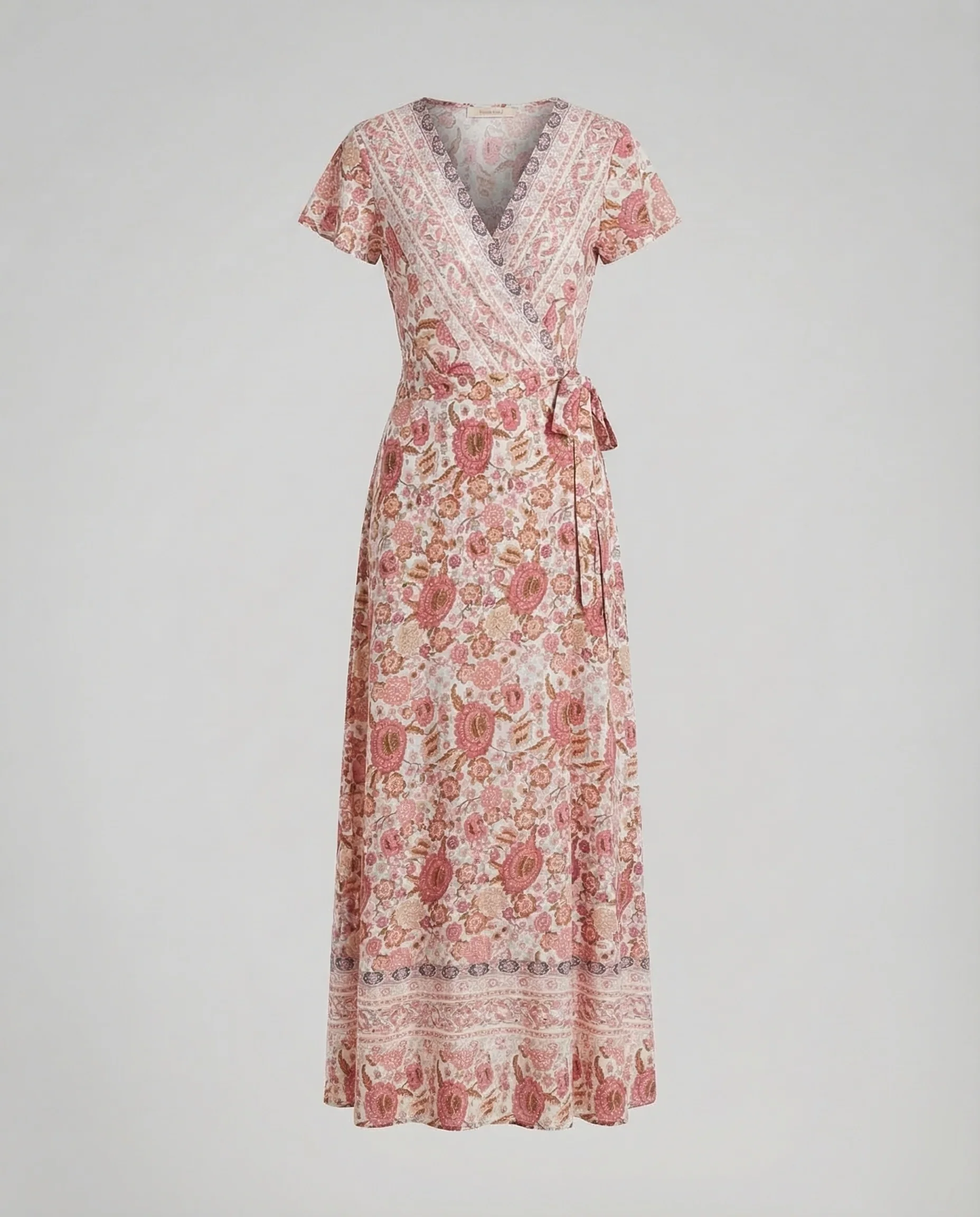 Damen Boho Maxikleid Wickel V Ausschnitt - Image 10