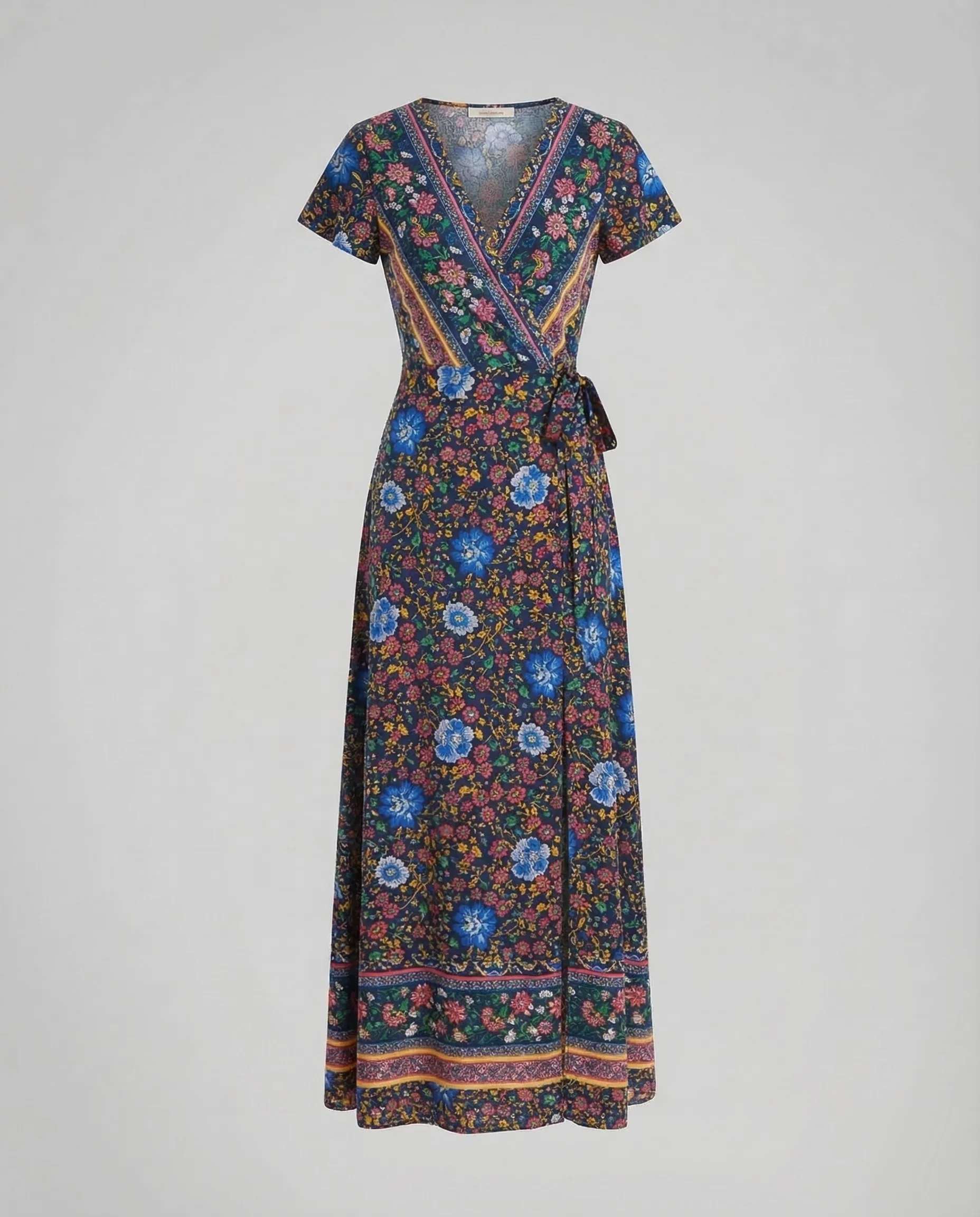 Damen Boho Maxikleid Wickel V Ausschnitt - Image 11