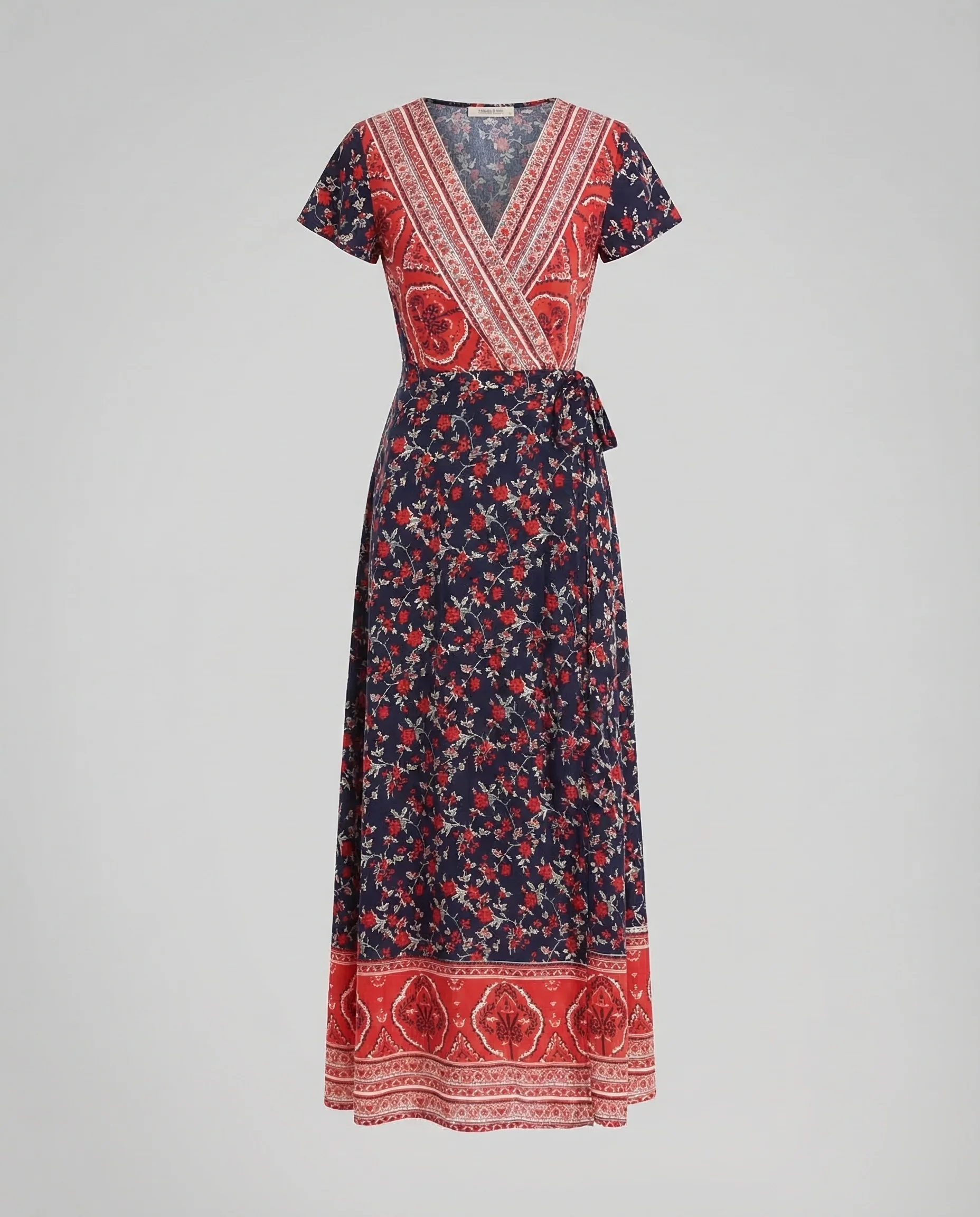 Damen Boho Maxikleid Wickel V Ausschnitt - Image 5