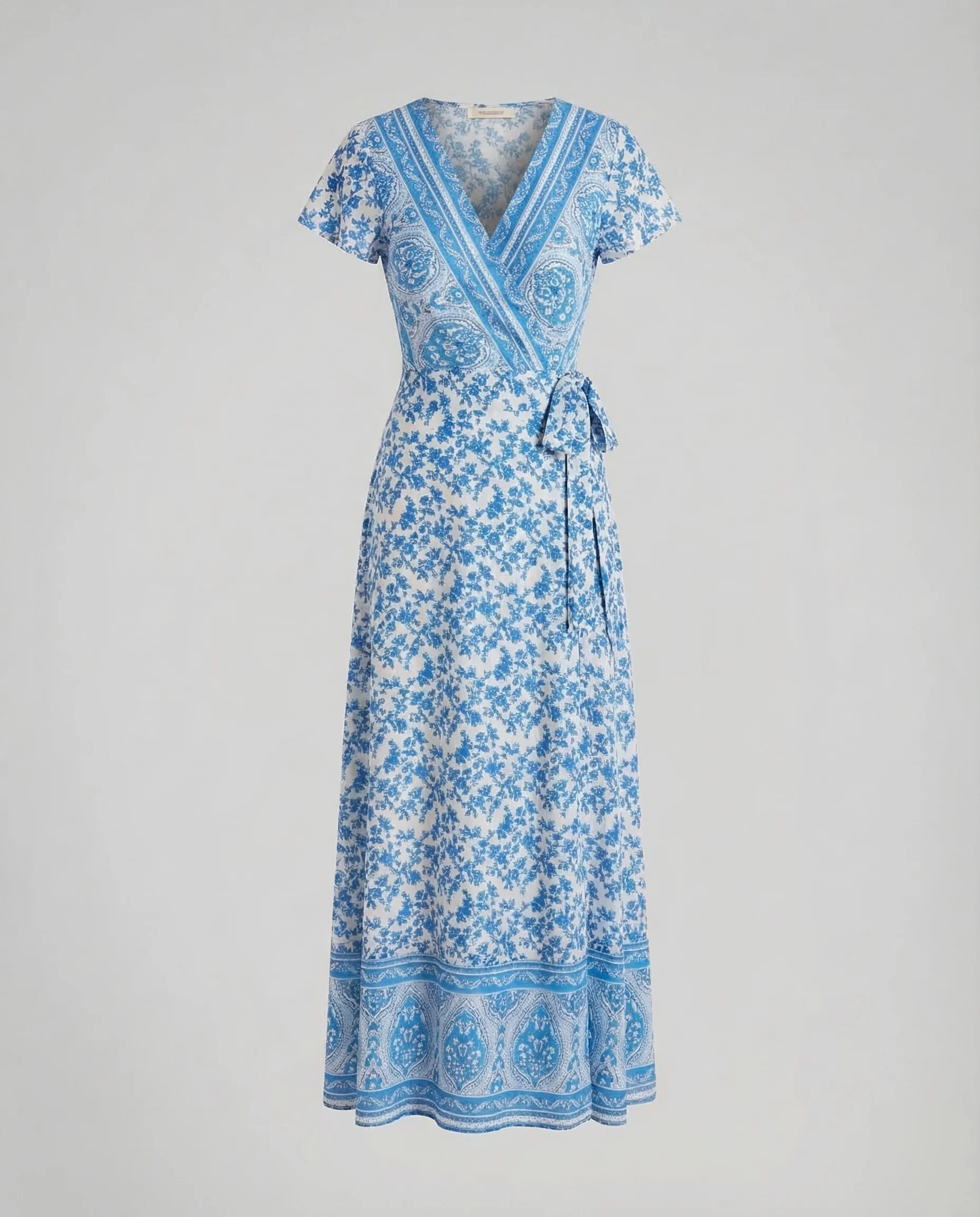 Damen Boho Maxikleid Wickel V Ausschnitt - Image 6