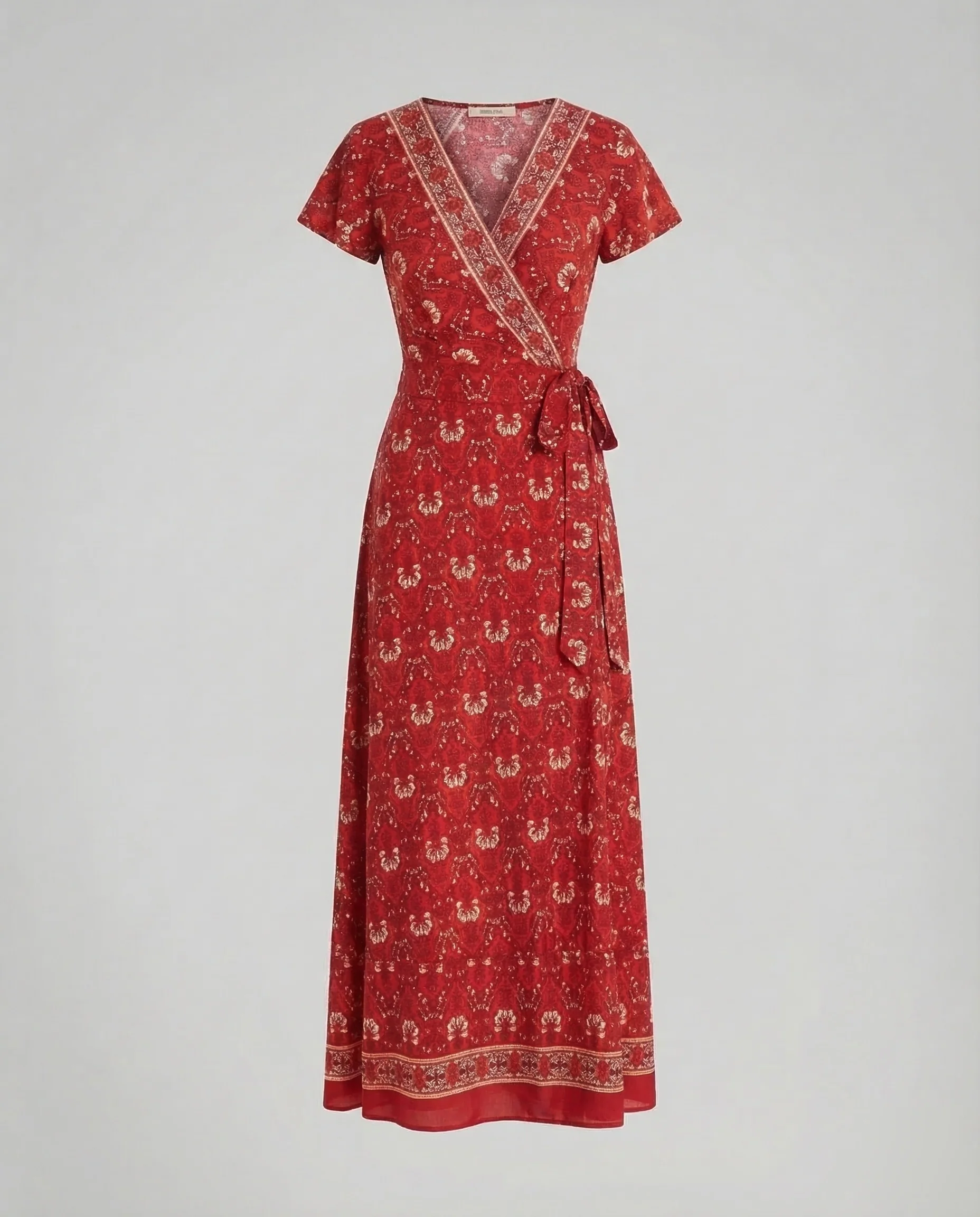Damen Boho Maxikleid Wickel V Ausschnitt - Image 7