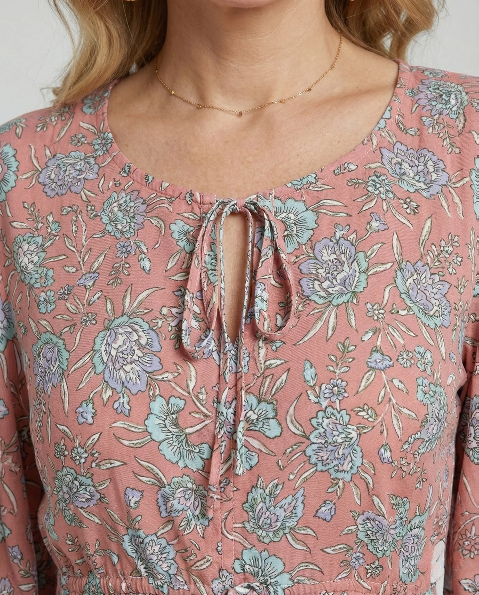 Boho Minikleid Damen Mit Volant - Image 3