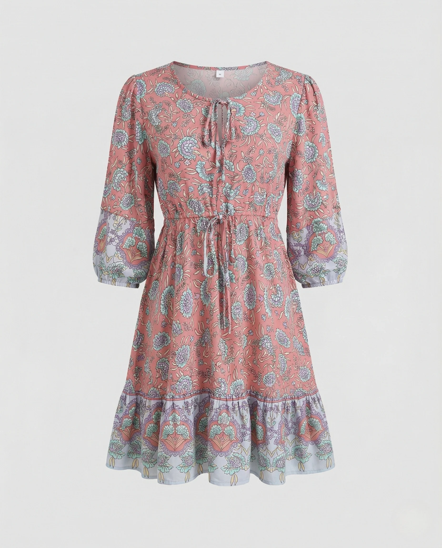 Boho Minikleid Damen Mit Volant - Image 5