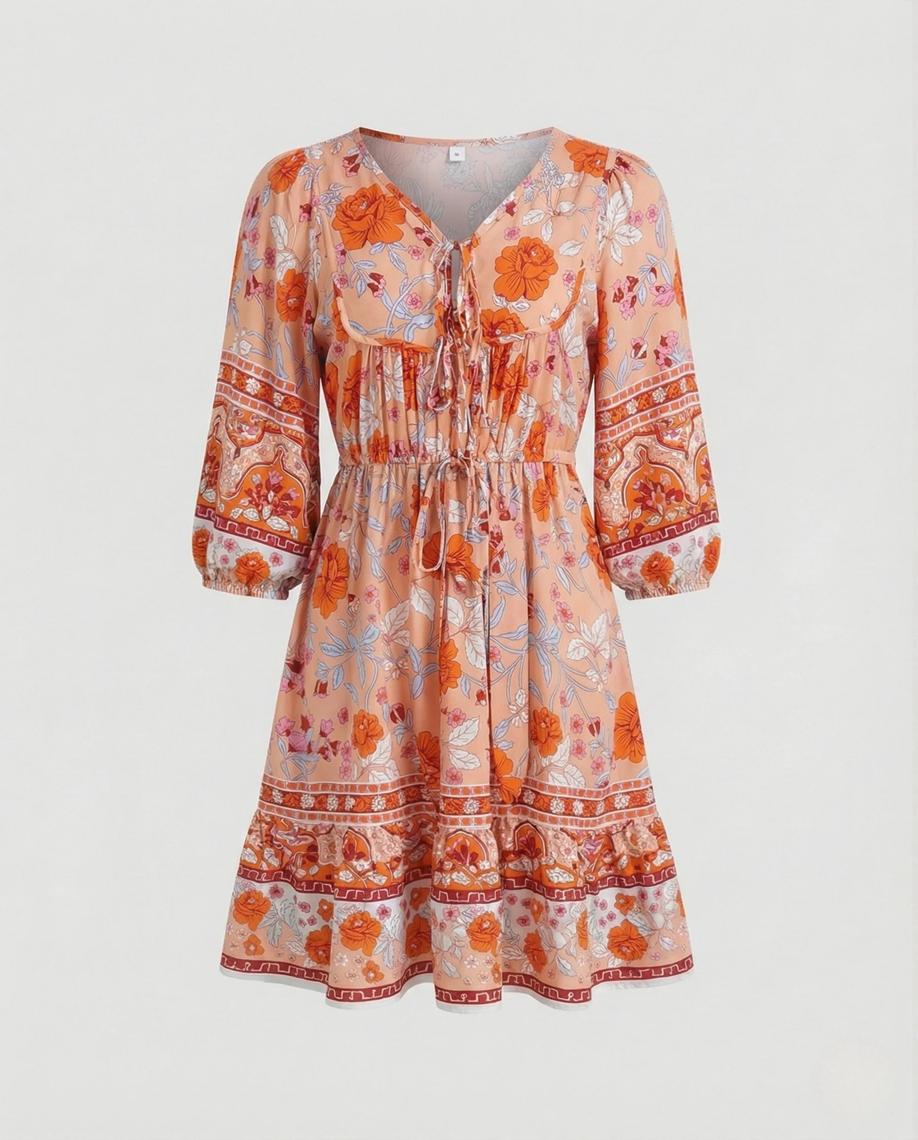 Boho Minikleid Damen Mit Volant - Image 6